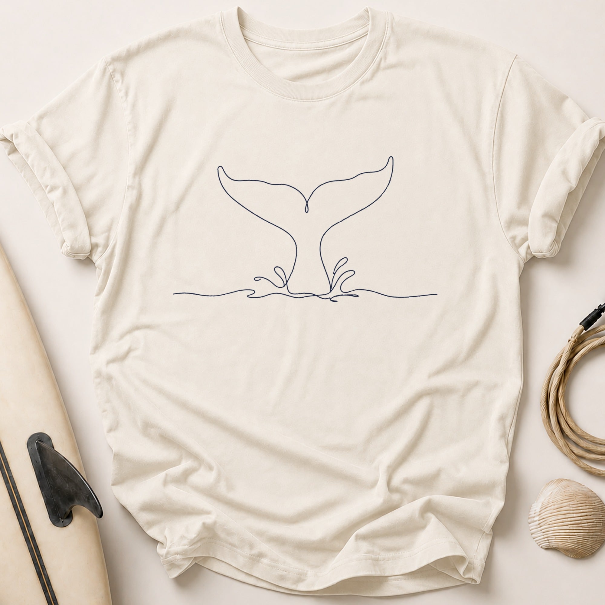 Single Line Whale Tee - Stone