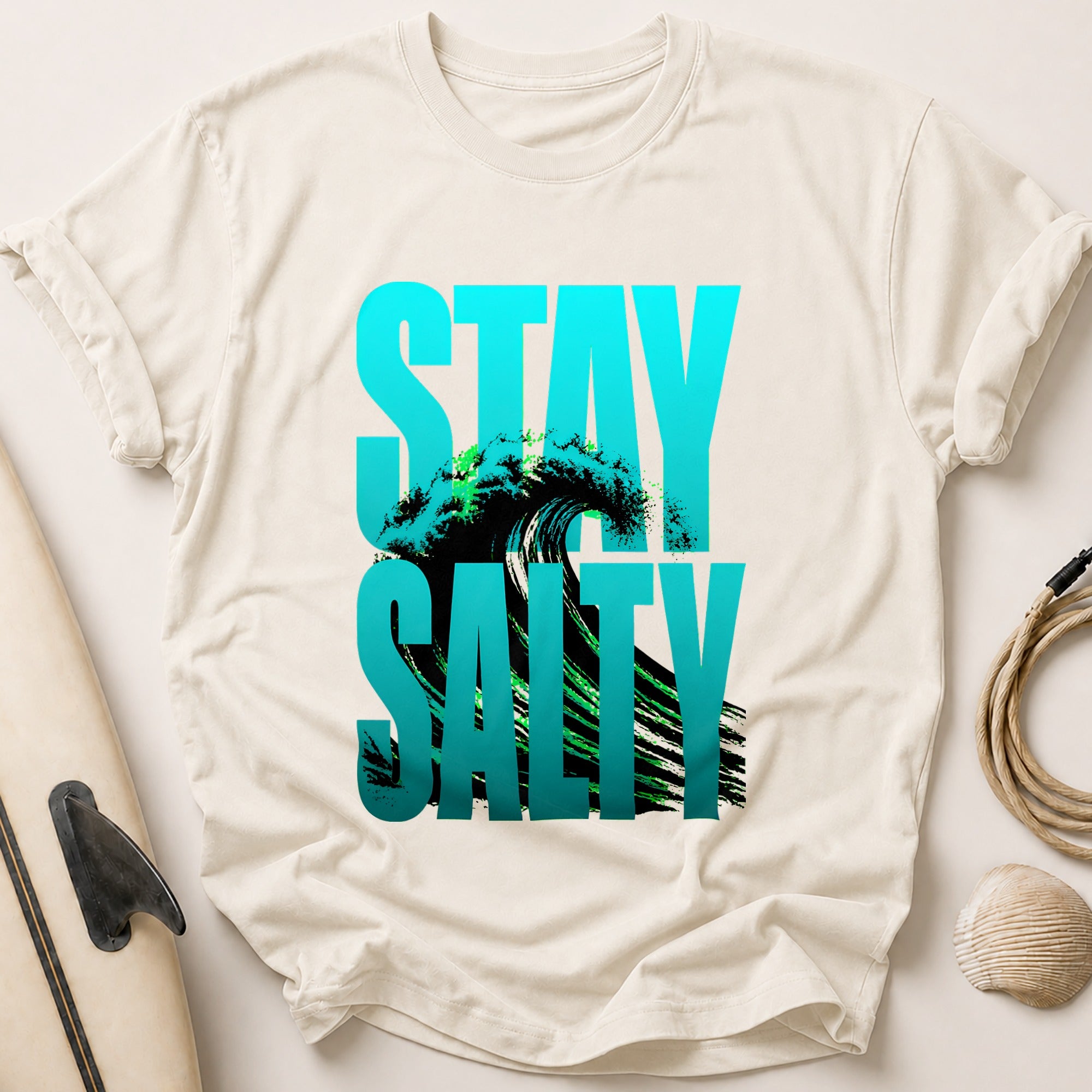 Stay Salty Surfer Ocean Tee - Stone