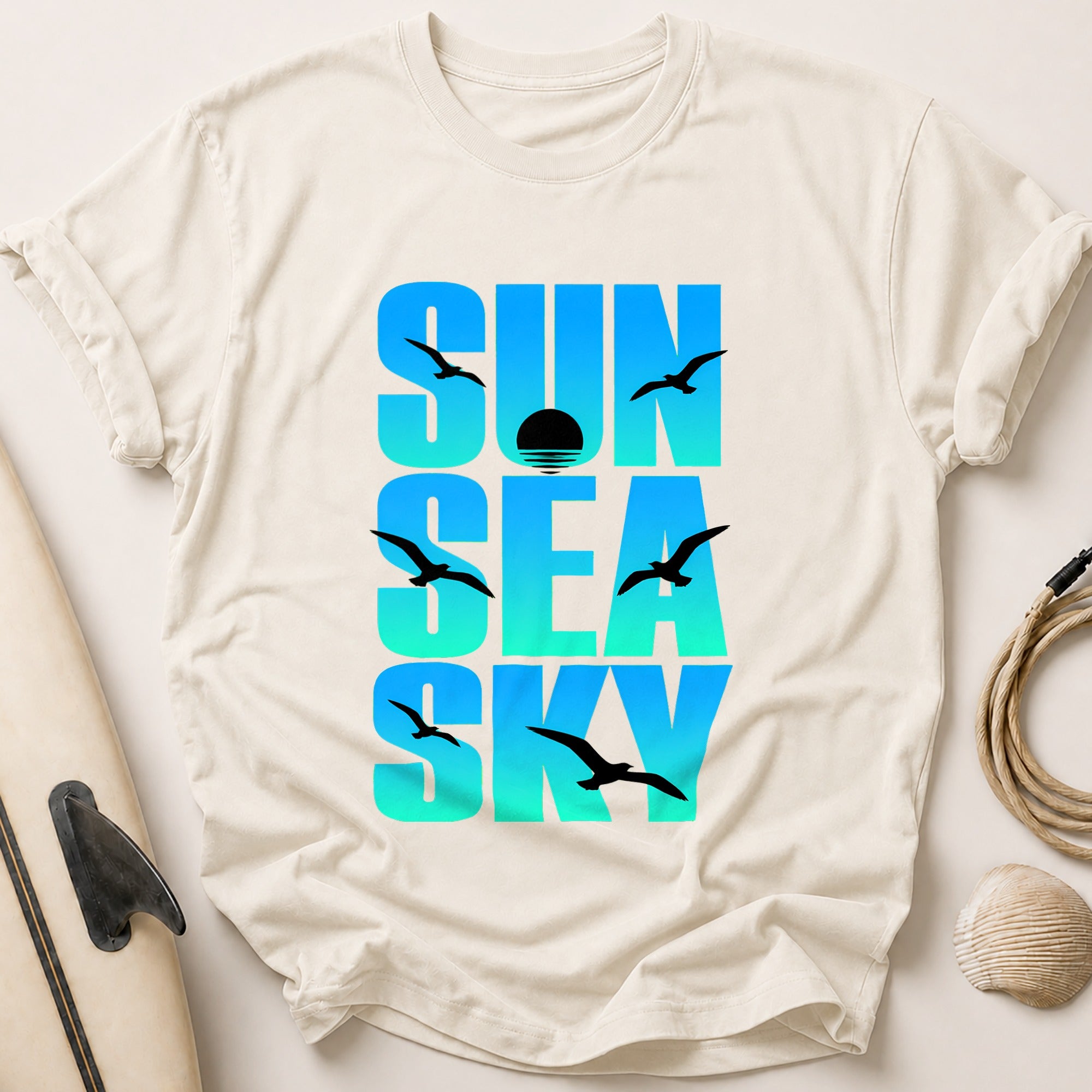 Sun Sea Sky Swimmers Funny Tee - Stone