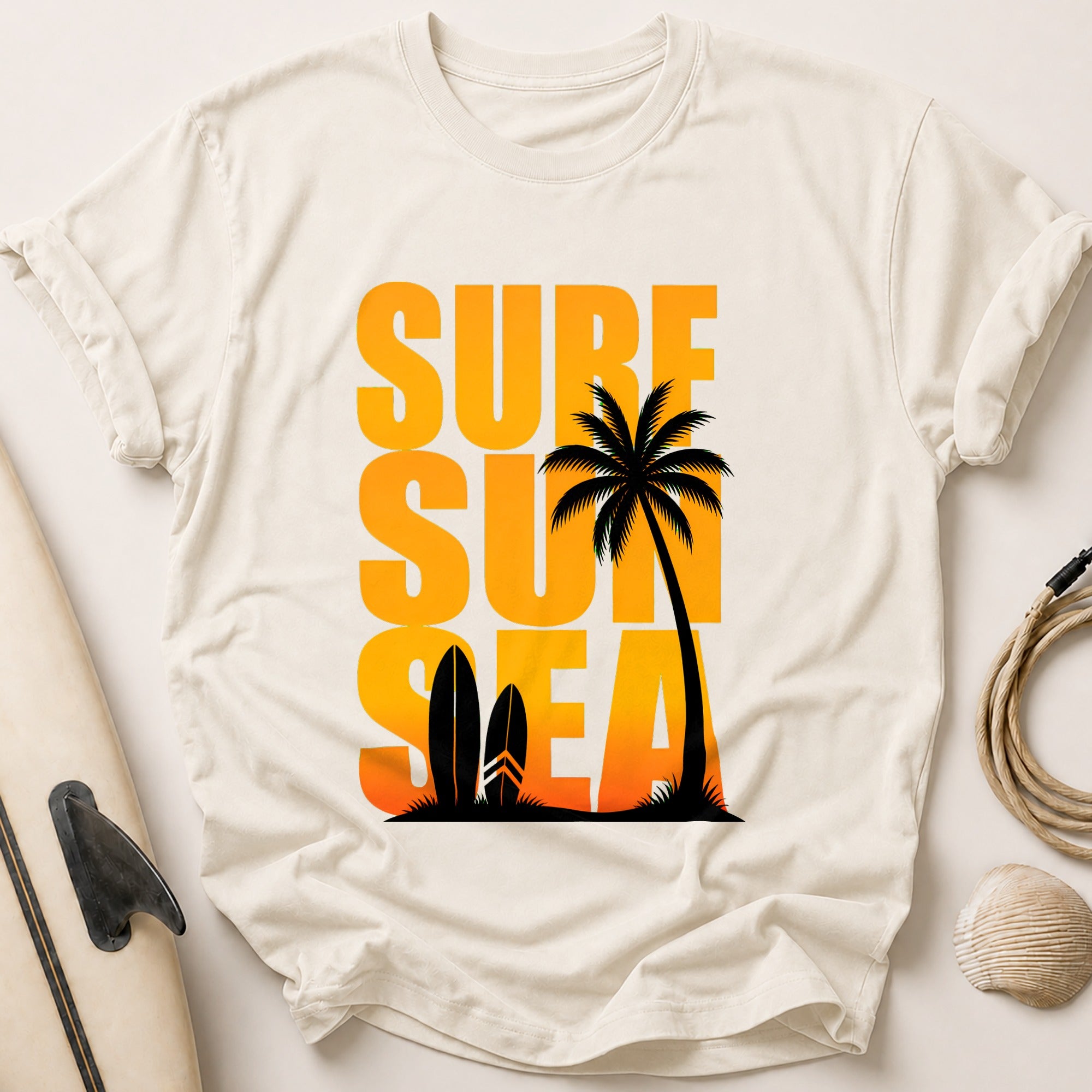Surf Sun Sea Beach Tropical Tee - Stone