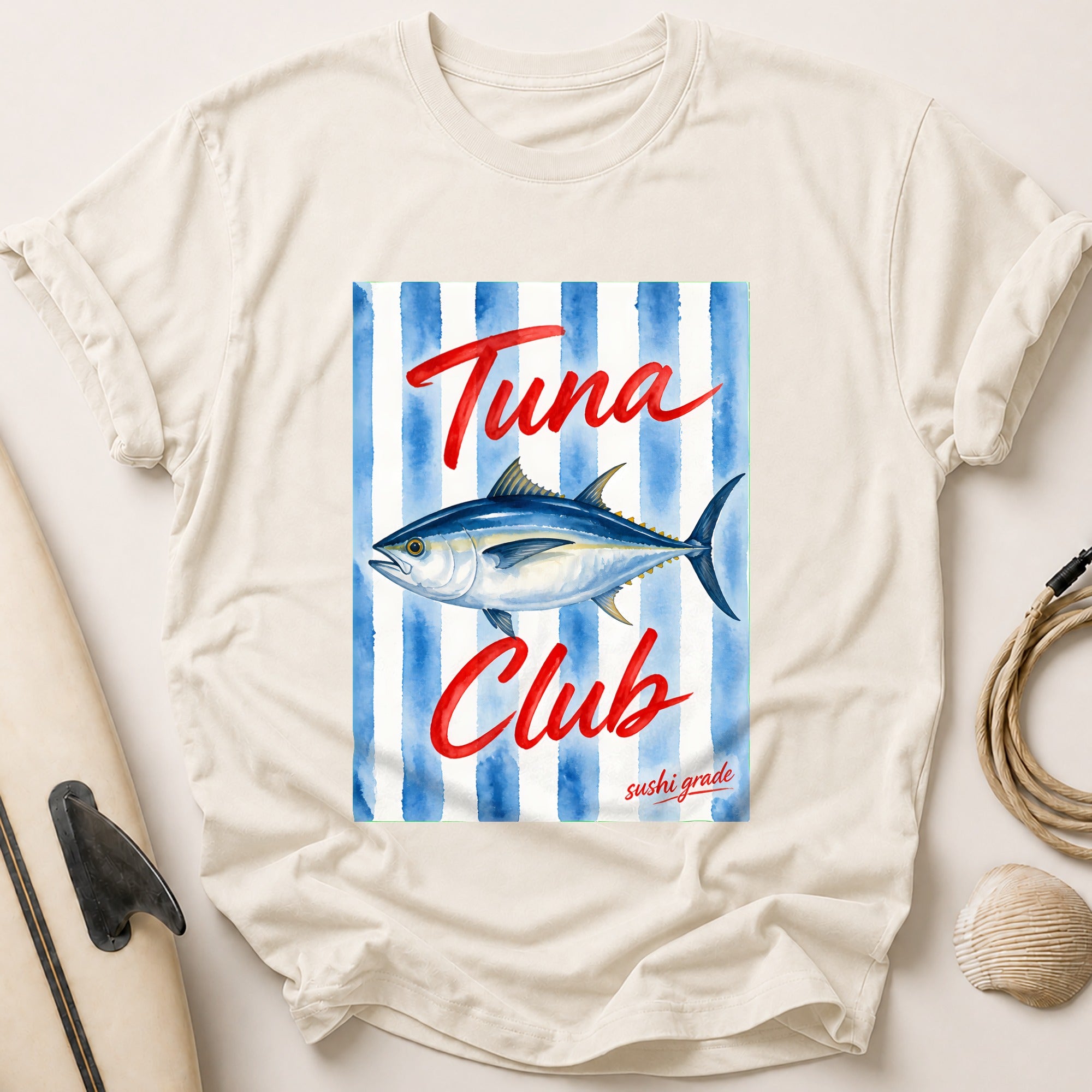 Tuna Club Sushi Grade Fishing Seafood Tee - Stone