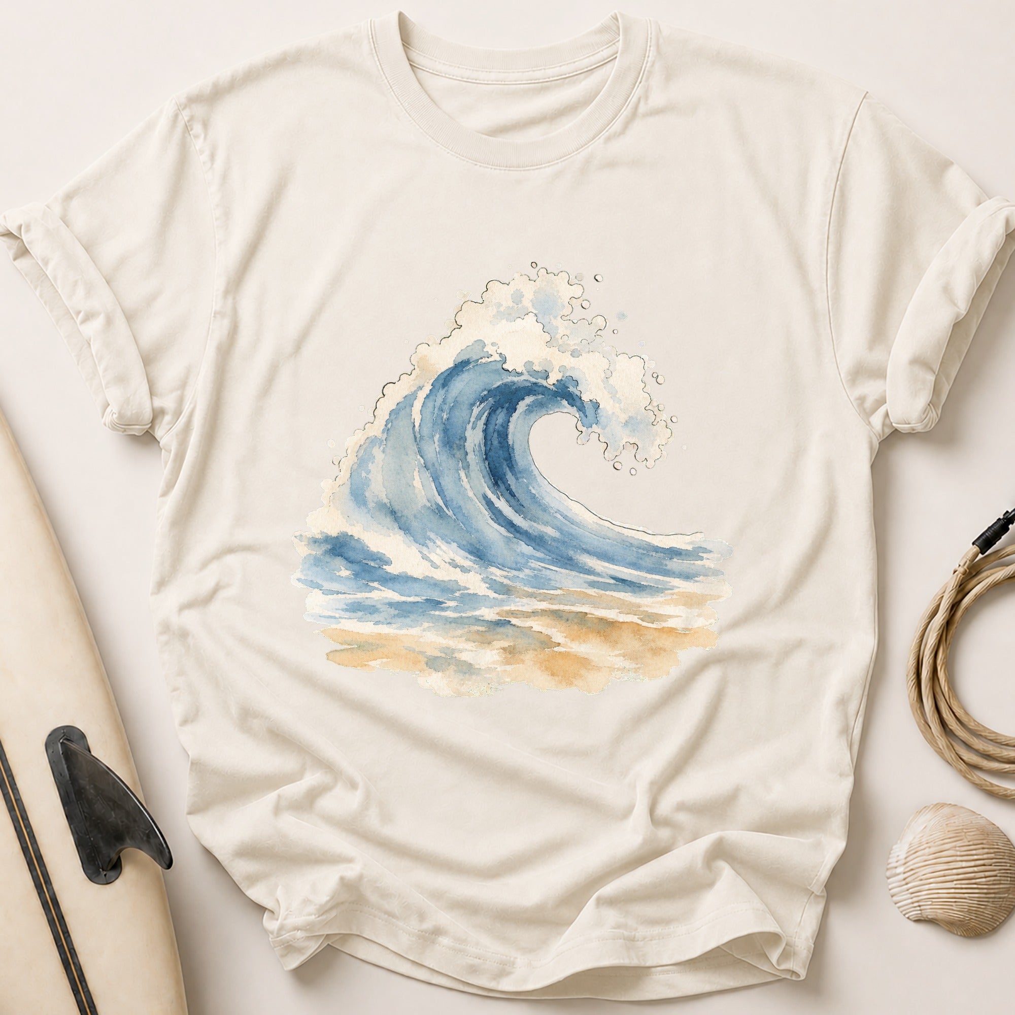 Watercolour Lone Wave Tee - Stone