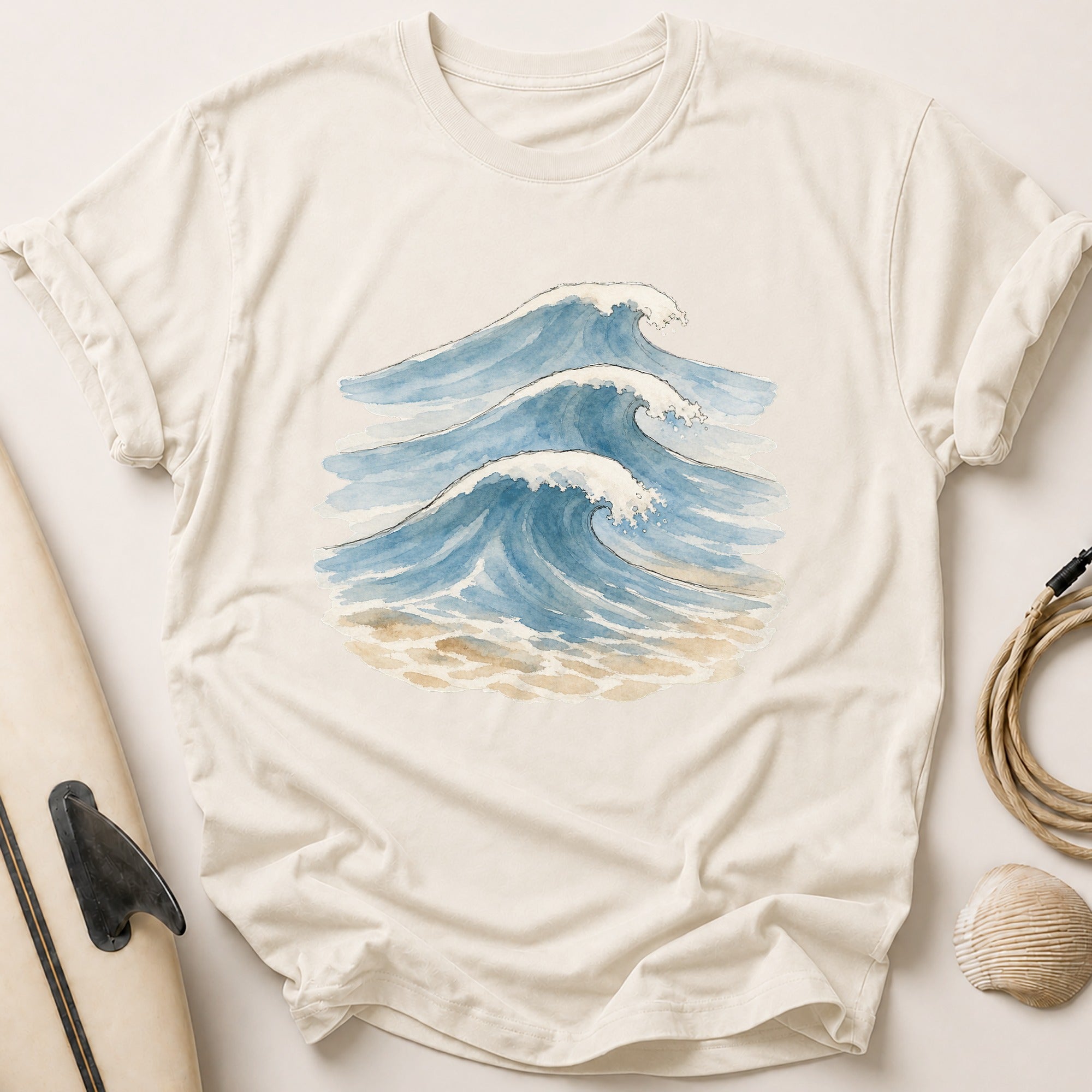Watercolour Rolling Swell Tee - Stone