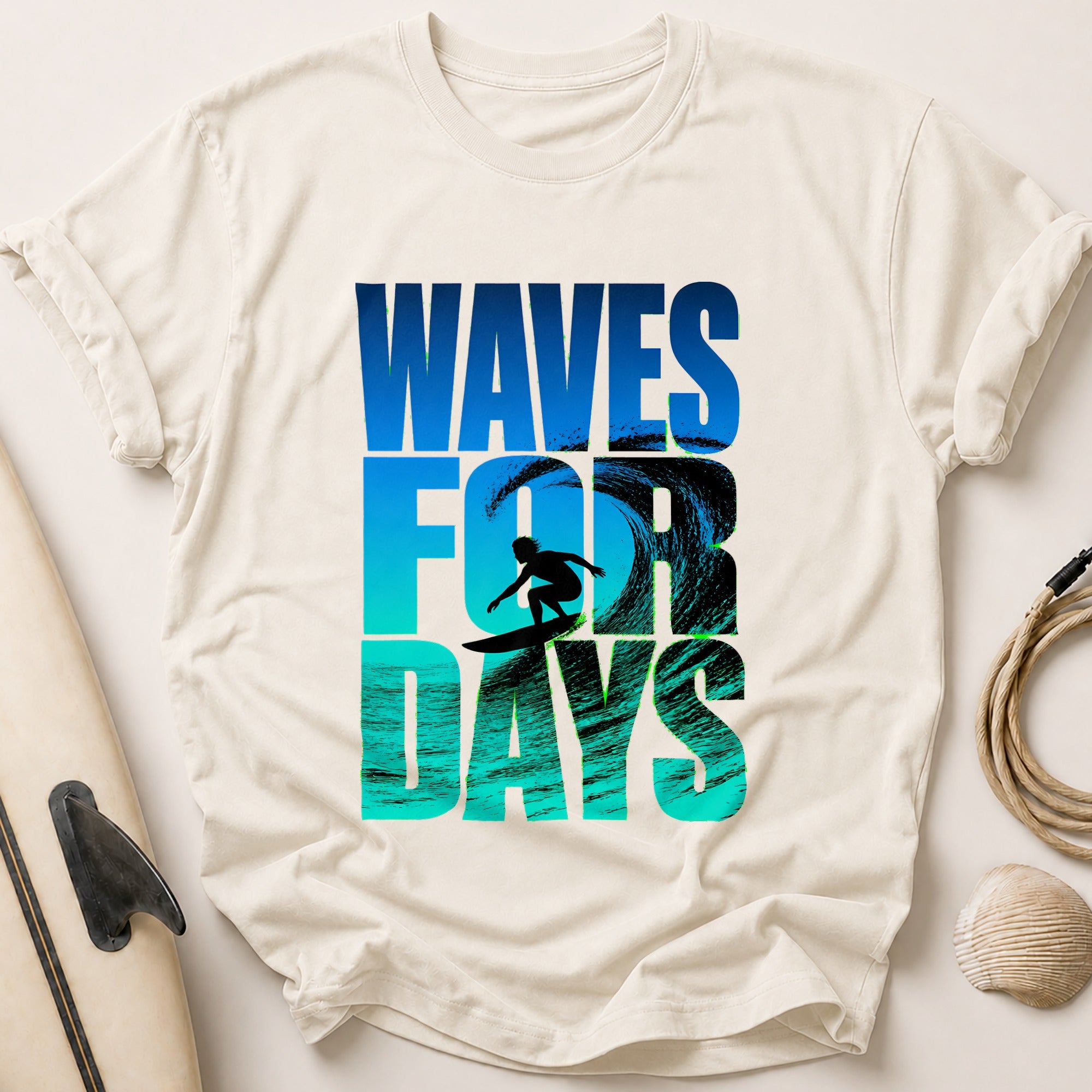 Waves for Days Surfer Tee - Stone