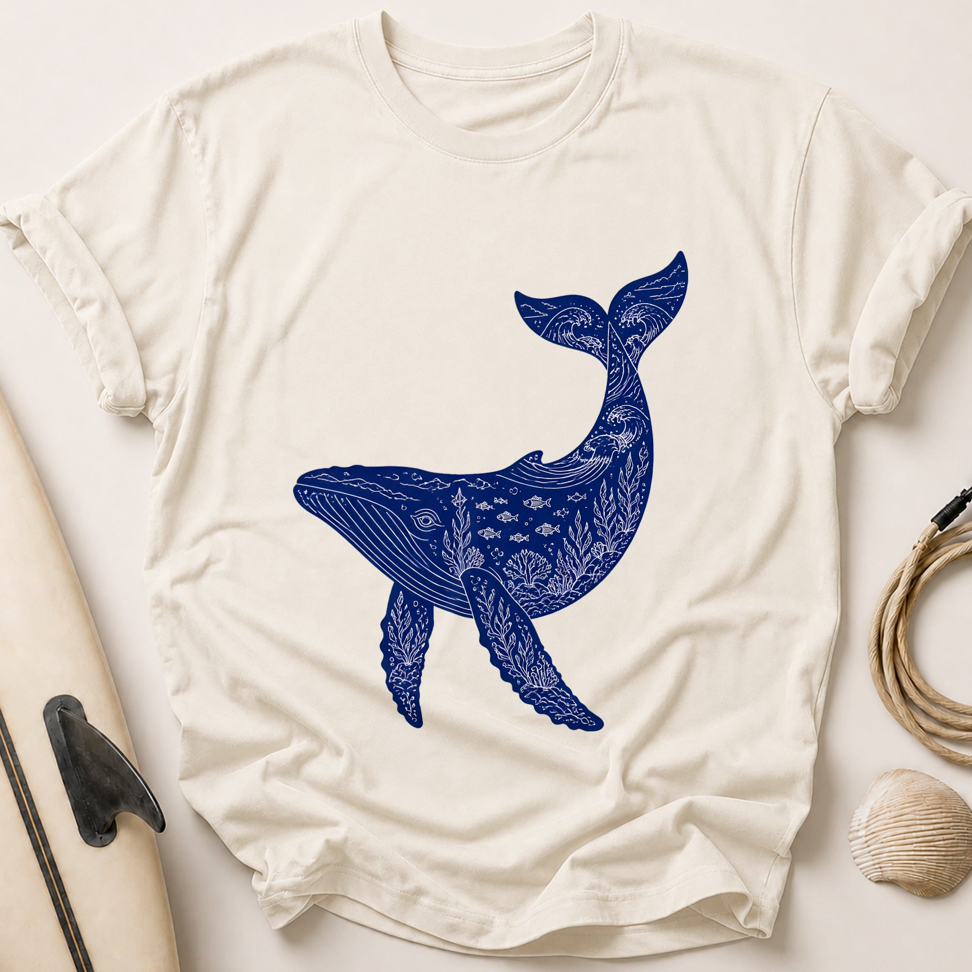 Whale Ocean Marine Animals Tee - Stone