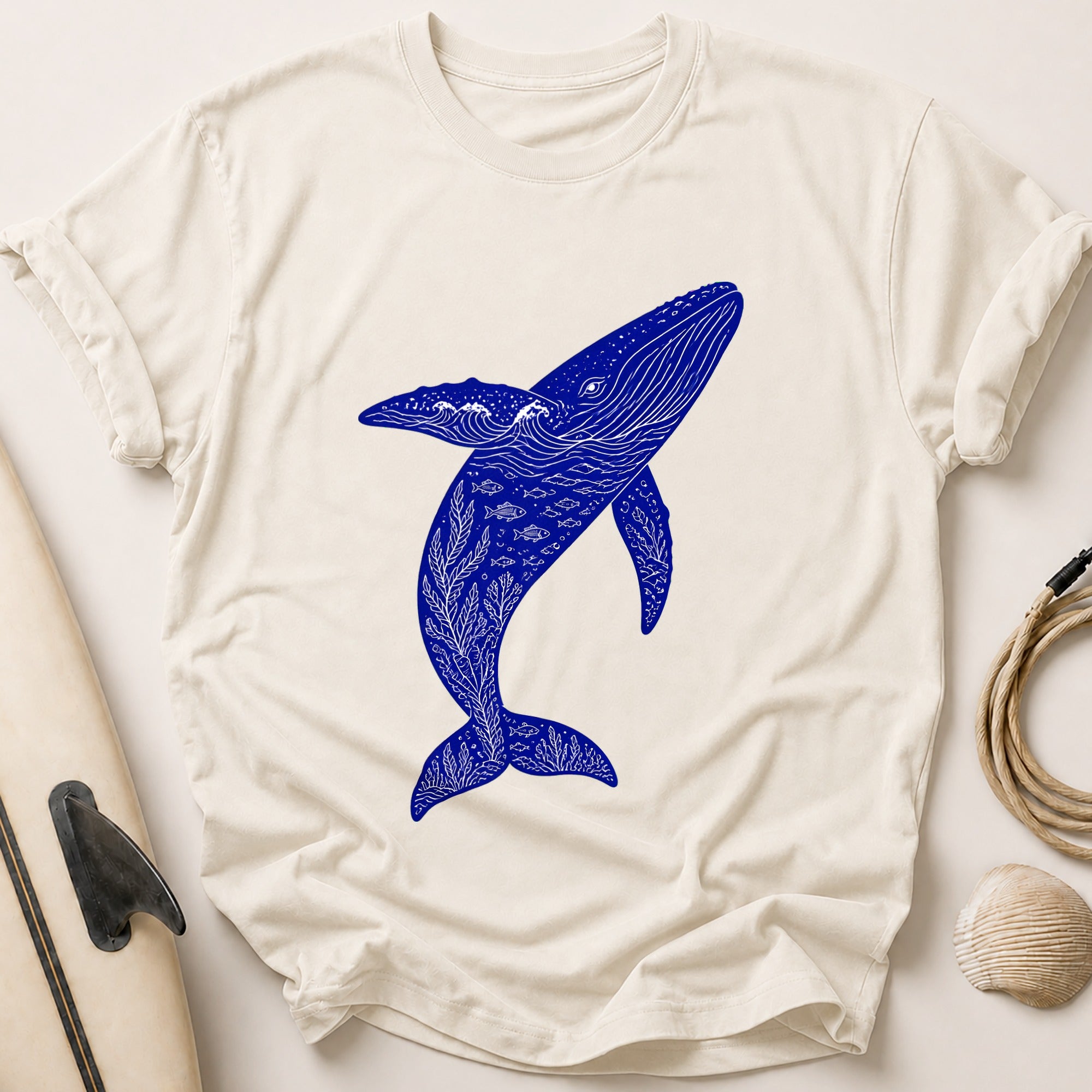 Whale Ocean Marine Art Tee - Stone