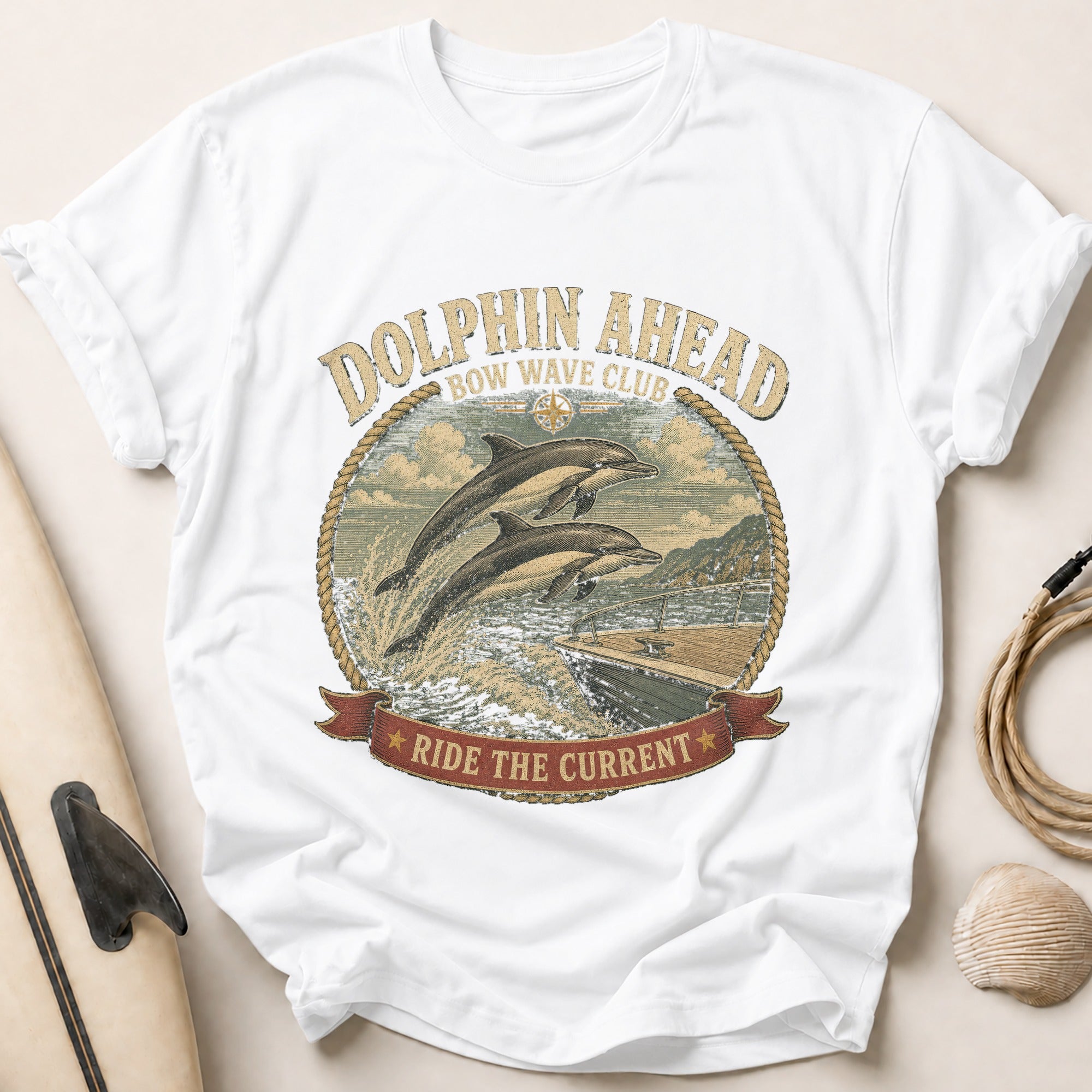 Dolphin Ahead Tee - White