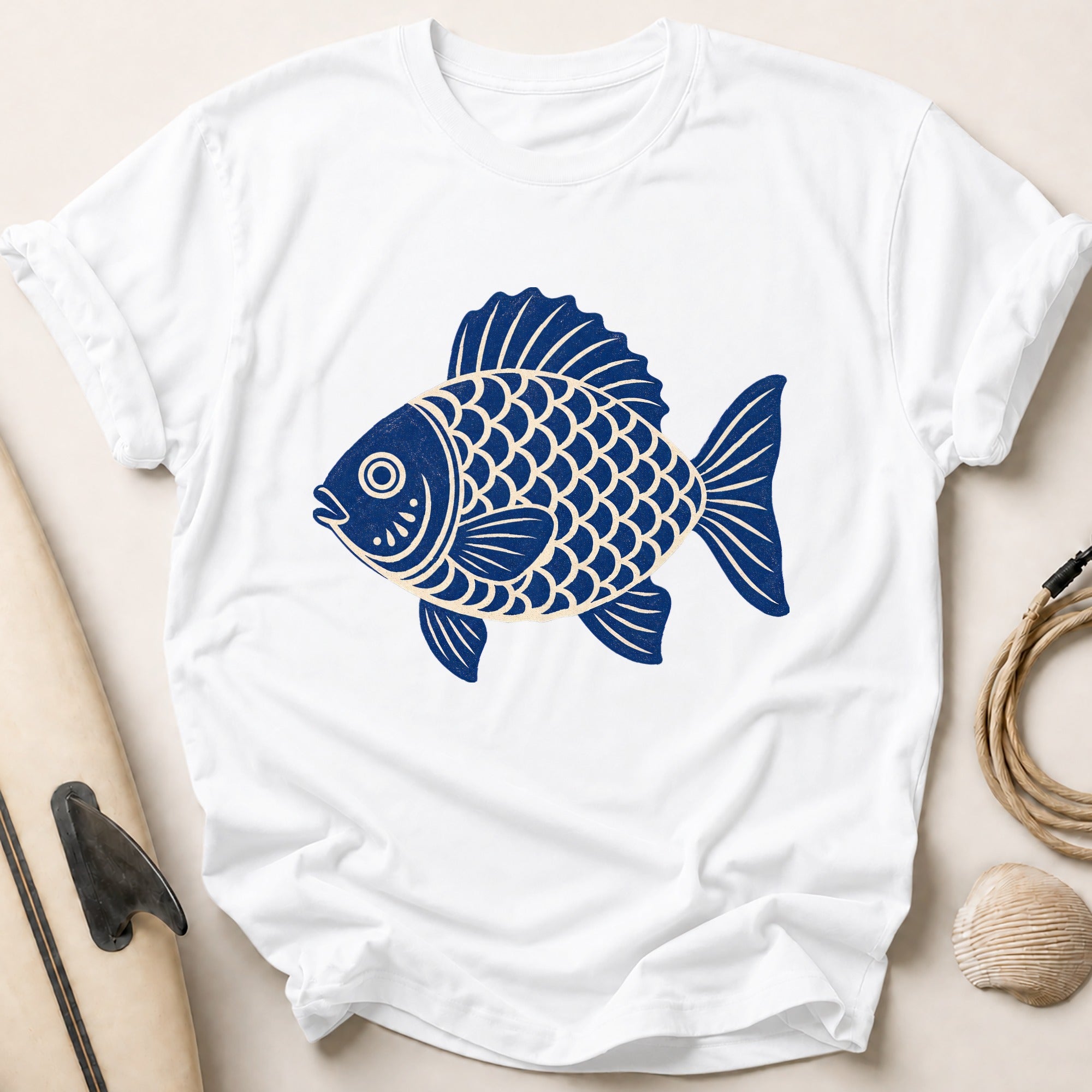 Folk Fish Tee - White