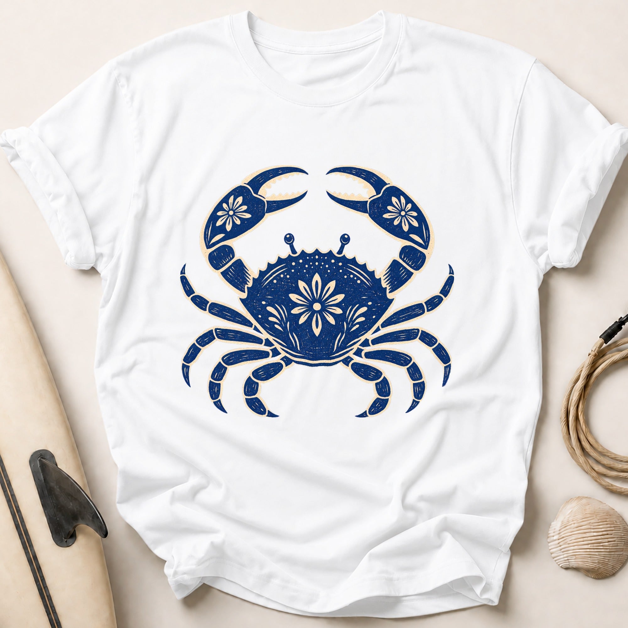 Folkweave Crab Tee - White