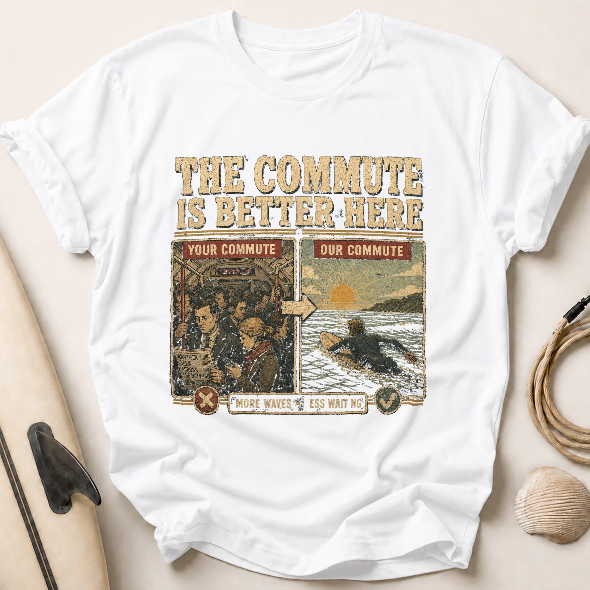 More Waves Less Waiting Tee - White