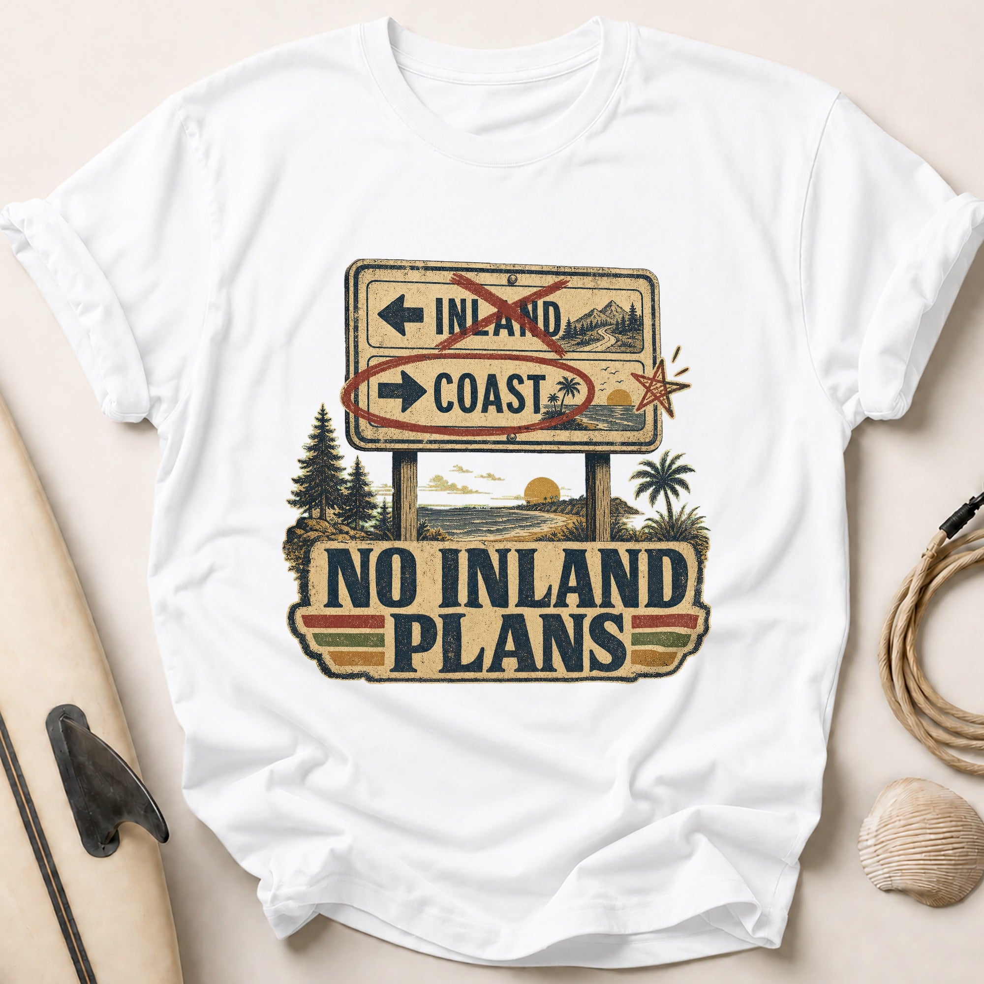 No Inland Plans Tee - White