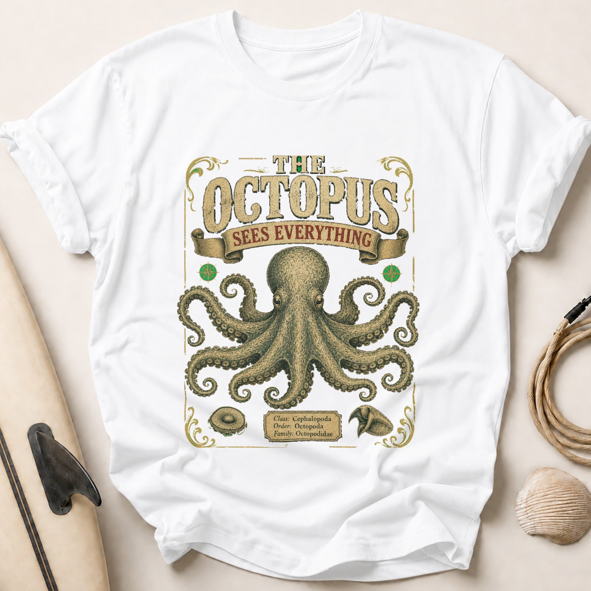 Octopus Sees Everything Tee - White