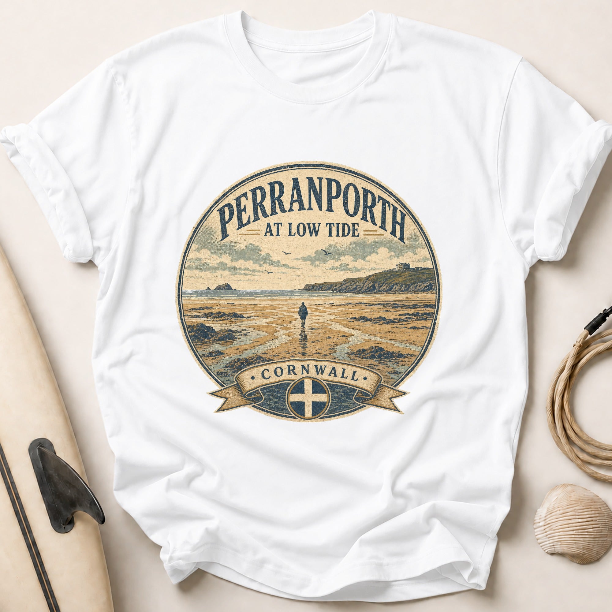 Perranporth Low Tide Tee - White