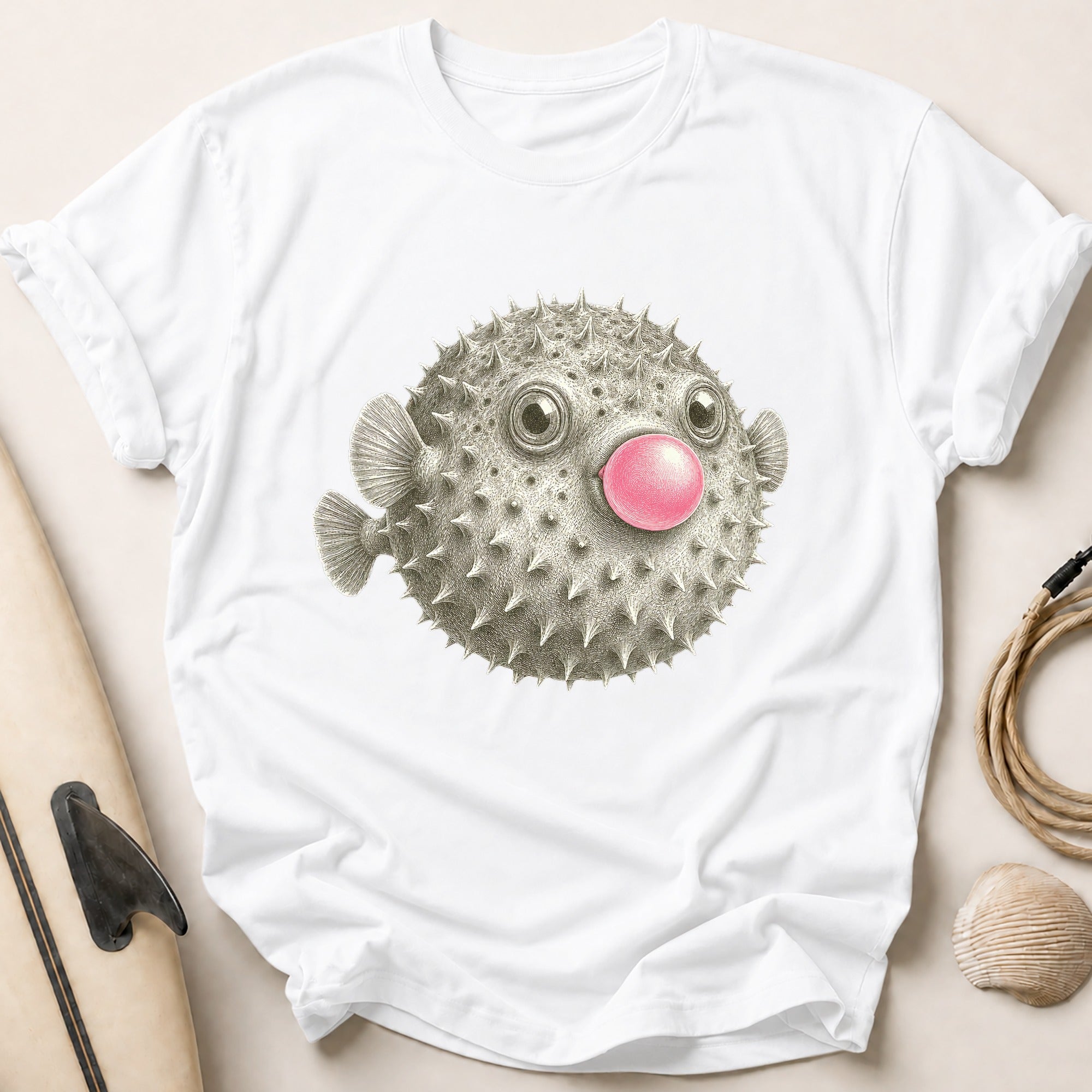 Pufferfish Tee - White