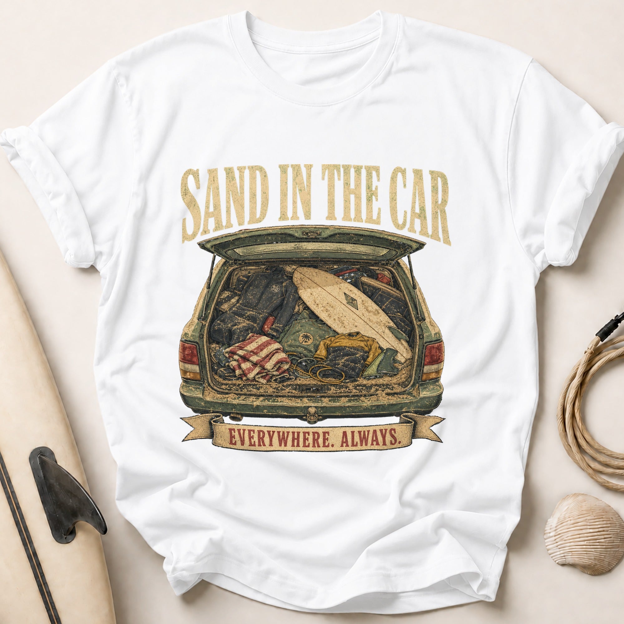 Sand In The Car Tee - White