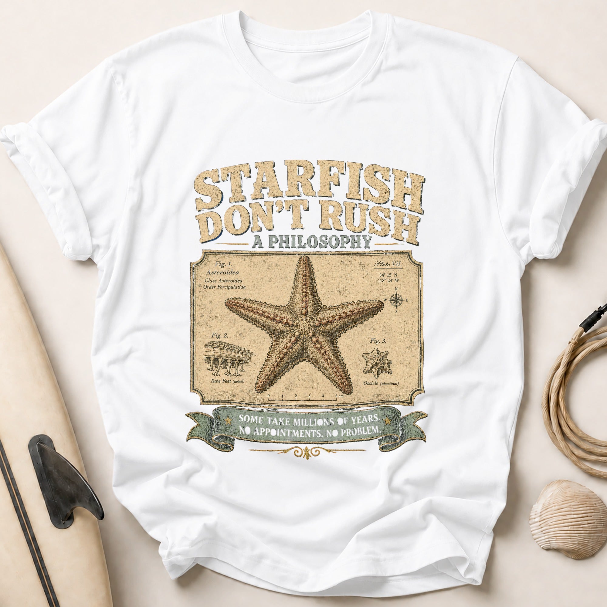 Starfish Don't Rush Tee - White
