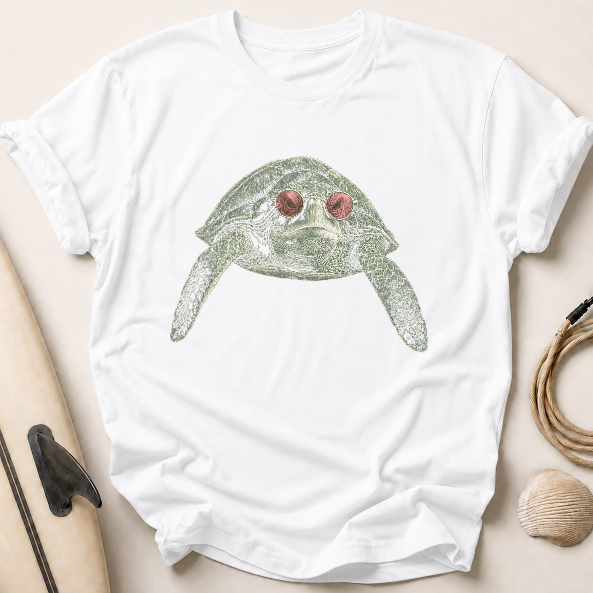 Turtle Rose Tee - White