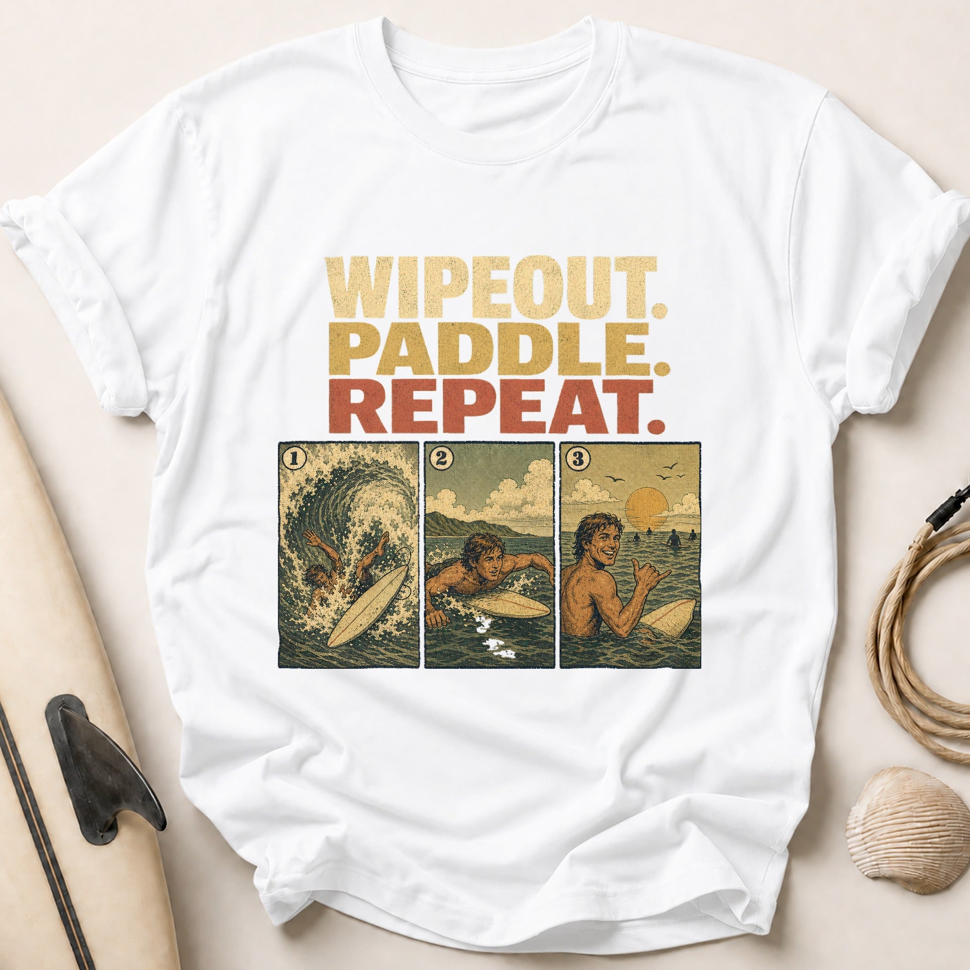 Wipeout Paddle Repeat Tee - White