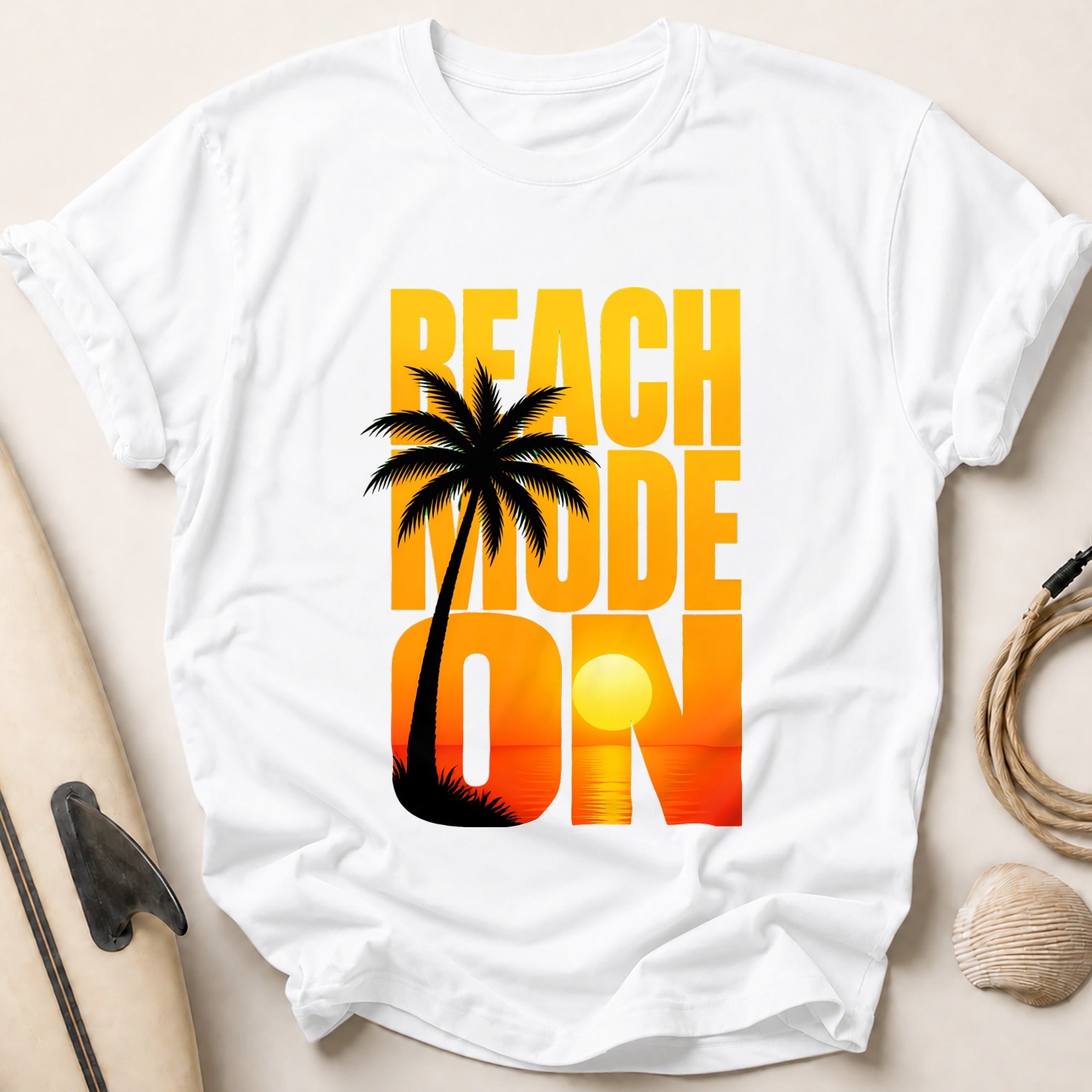 Beach Mode on Tropical Palm Summer Tee - White