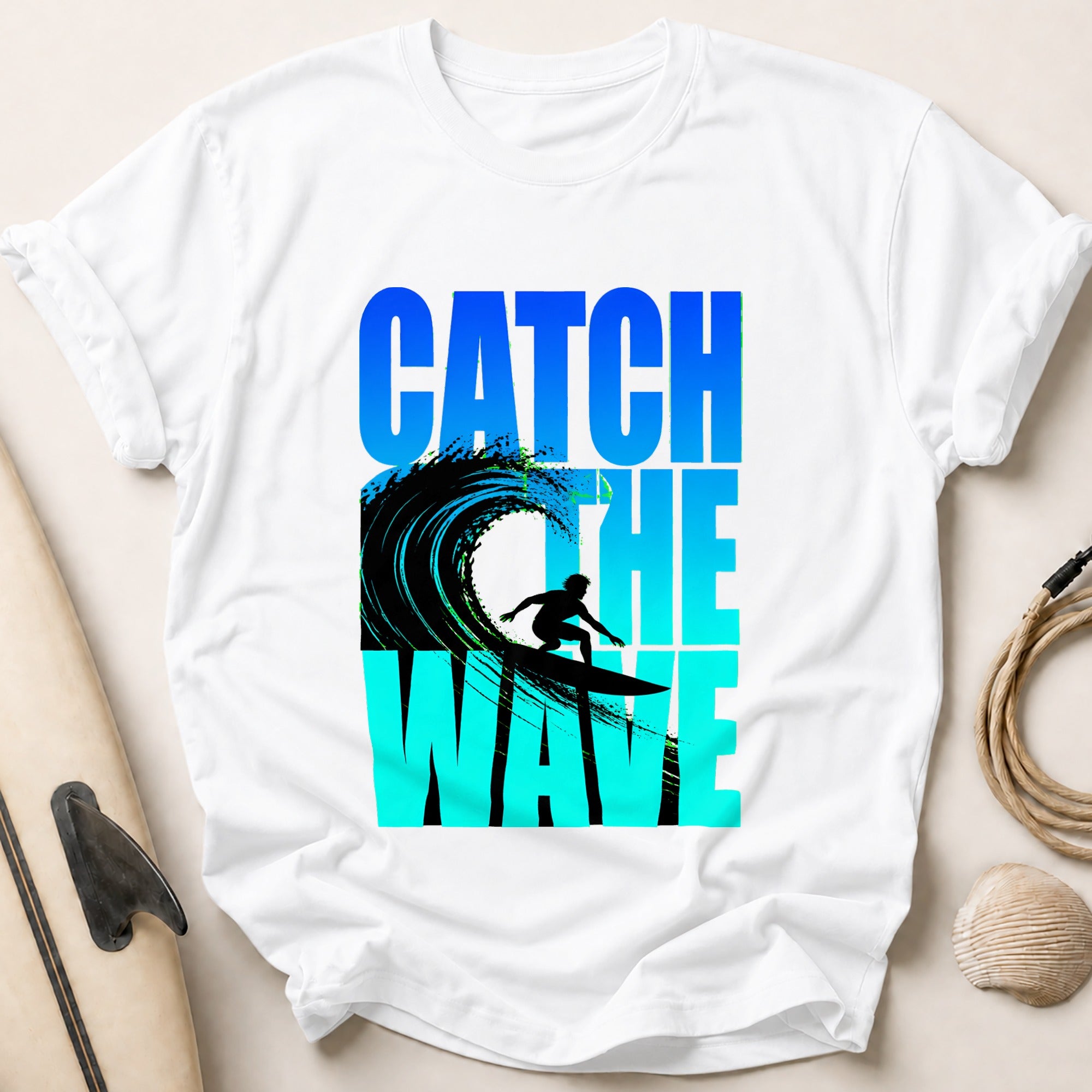 Catch the Wave Surfer Tee - White