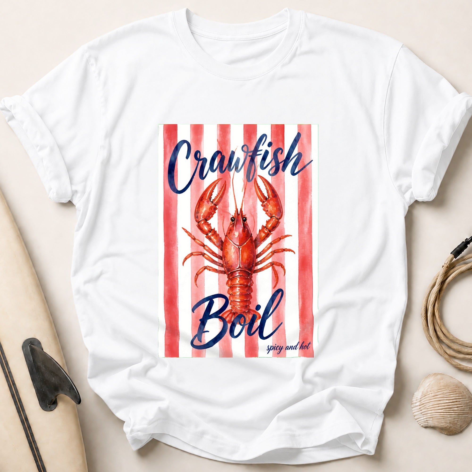 Crawfish Boil Spicy Hot Seafood Funny Tee - White