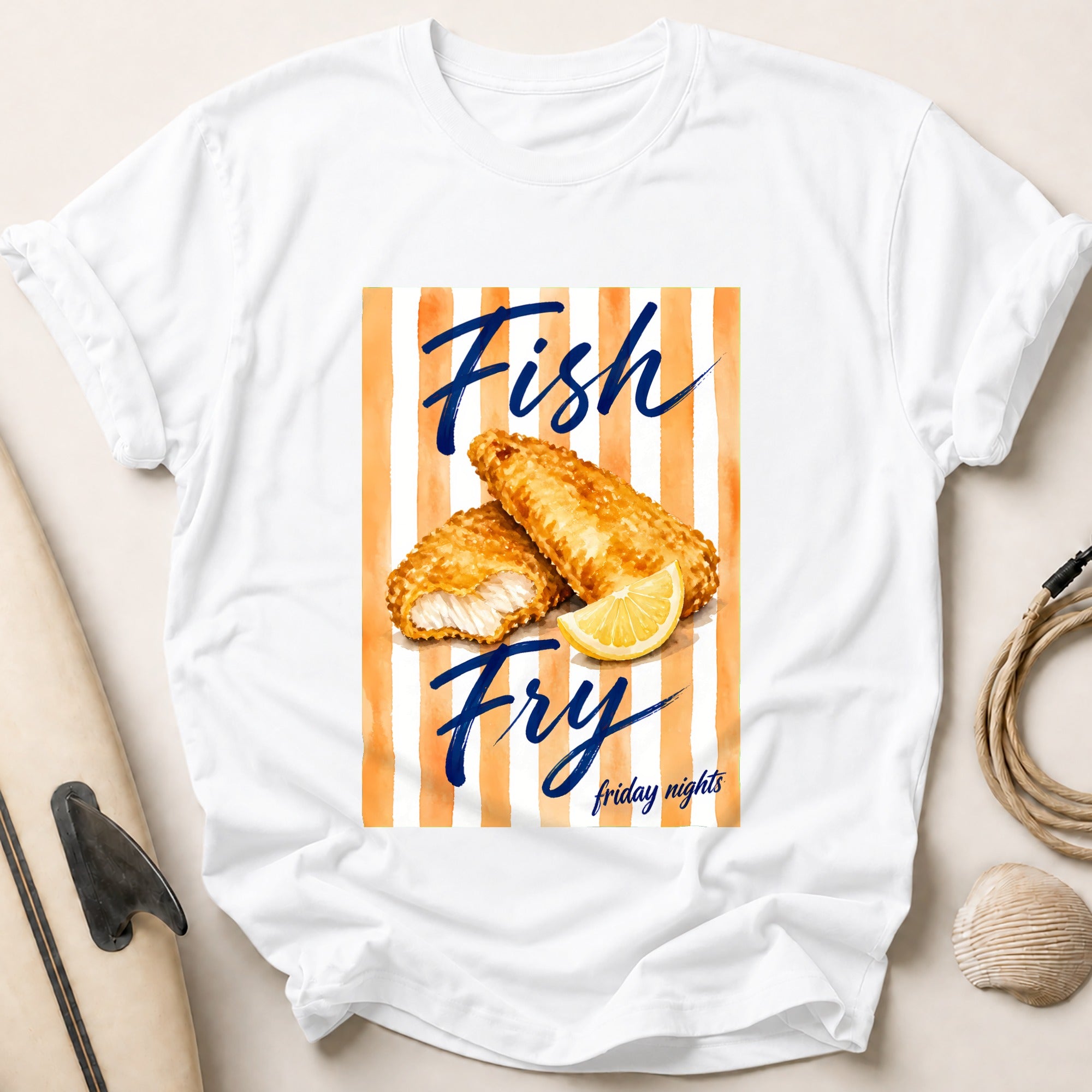 Fish Fry Friday Nights Seafood Lover Funny Tee - White