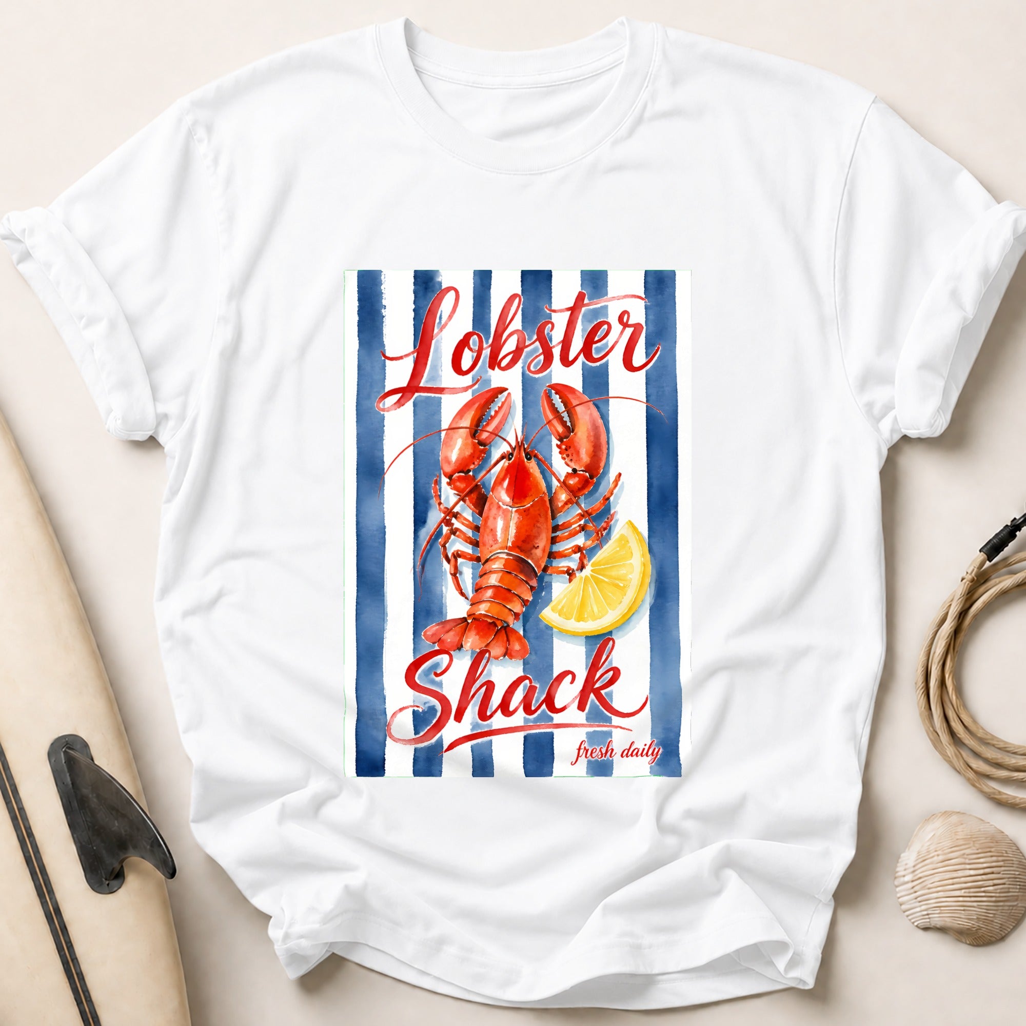 Lobster Shack Seafood Restaurant Fresh Daily Tee - White