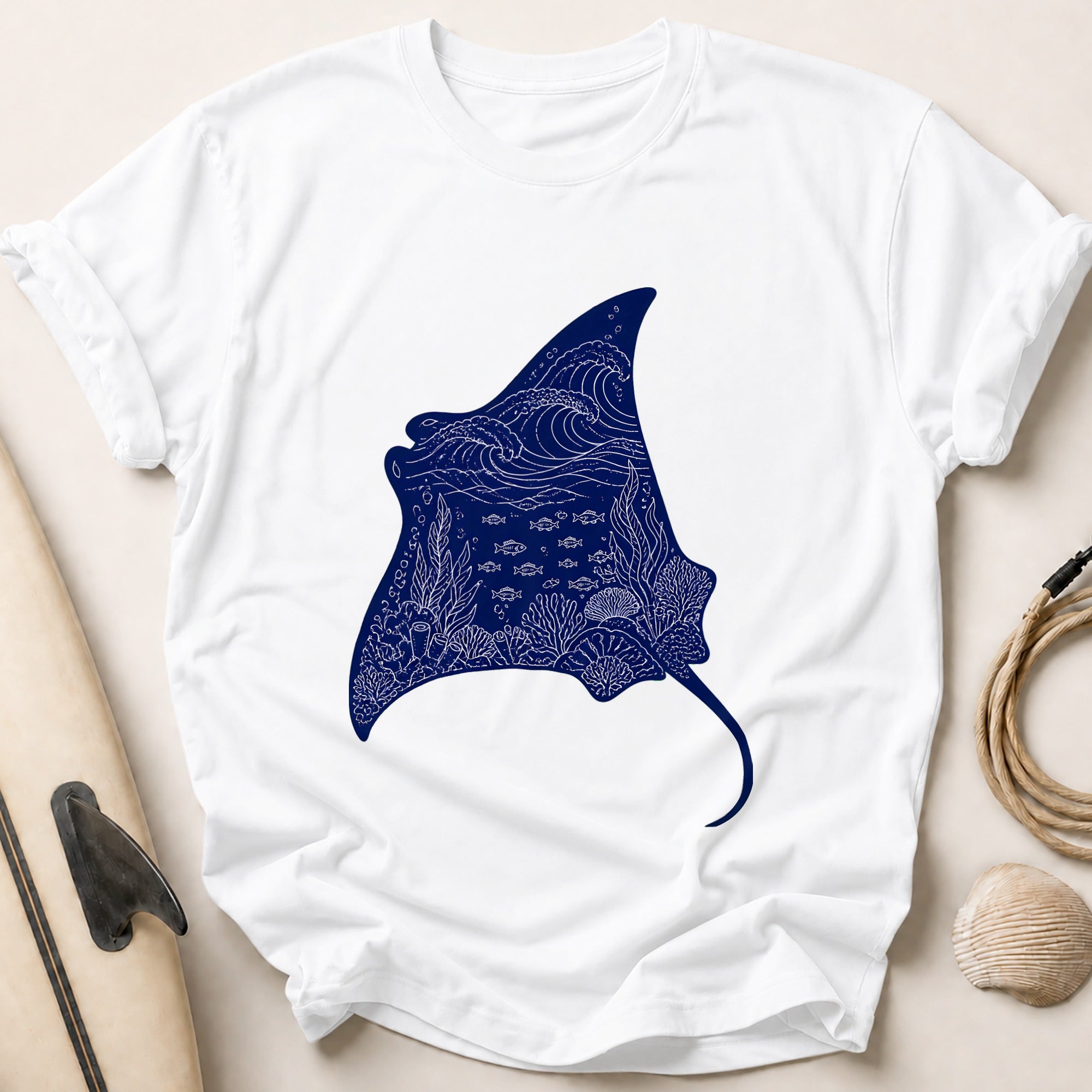 Manta Ray Ocean Marine Aquatic Tee - White