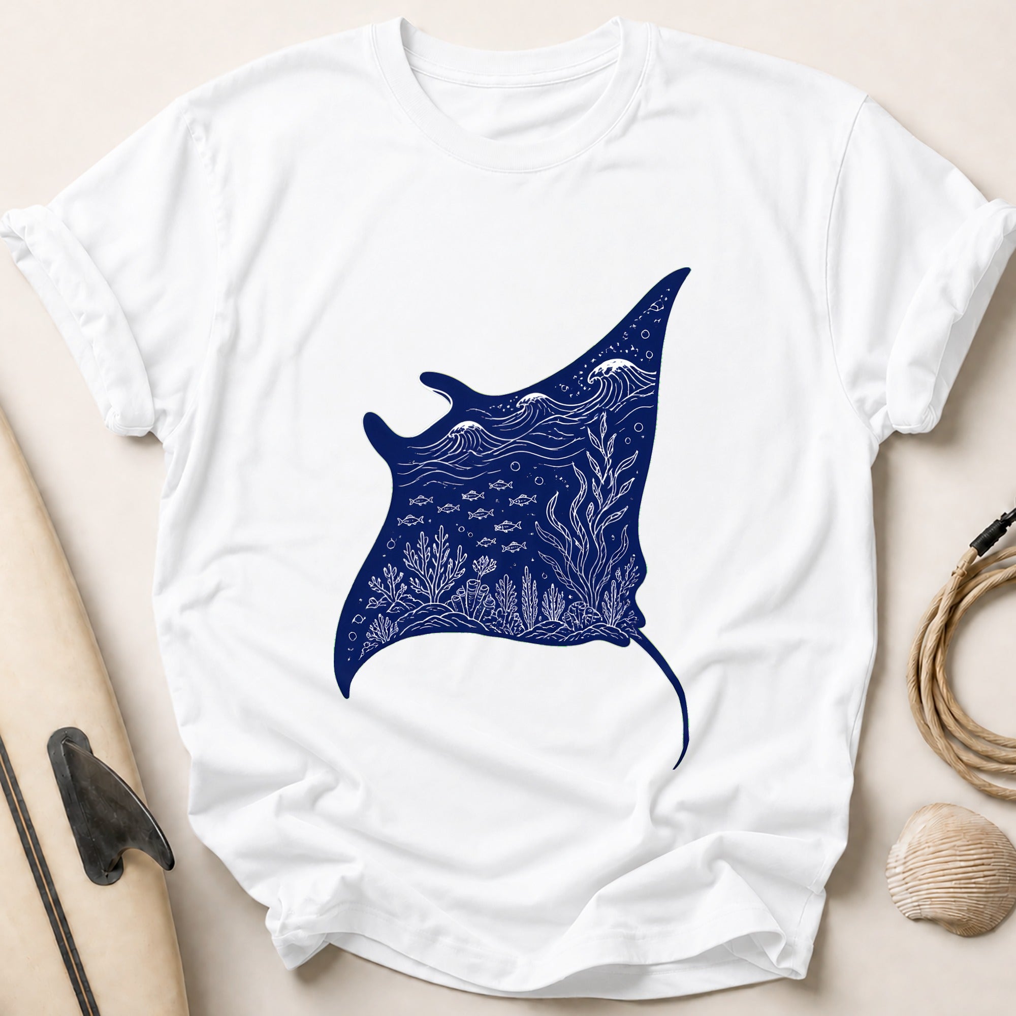 Manta Ray Ocean Marine Wildlife Tee - White