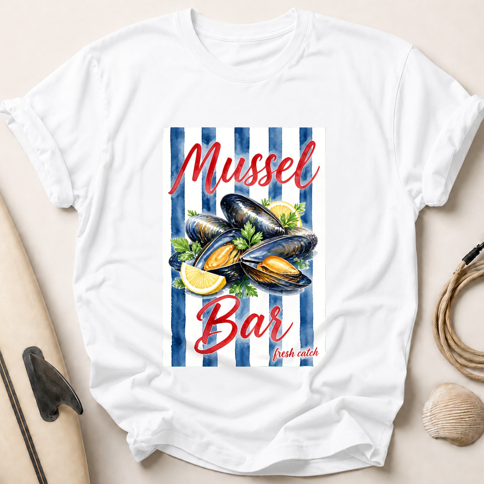 Mussel Bar Fresh Catch Seafood Restaurant Tee - White