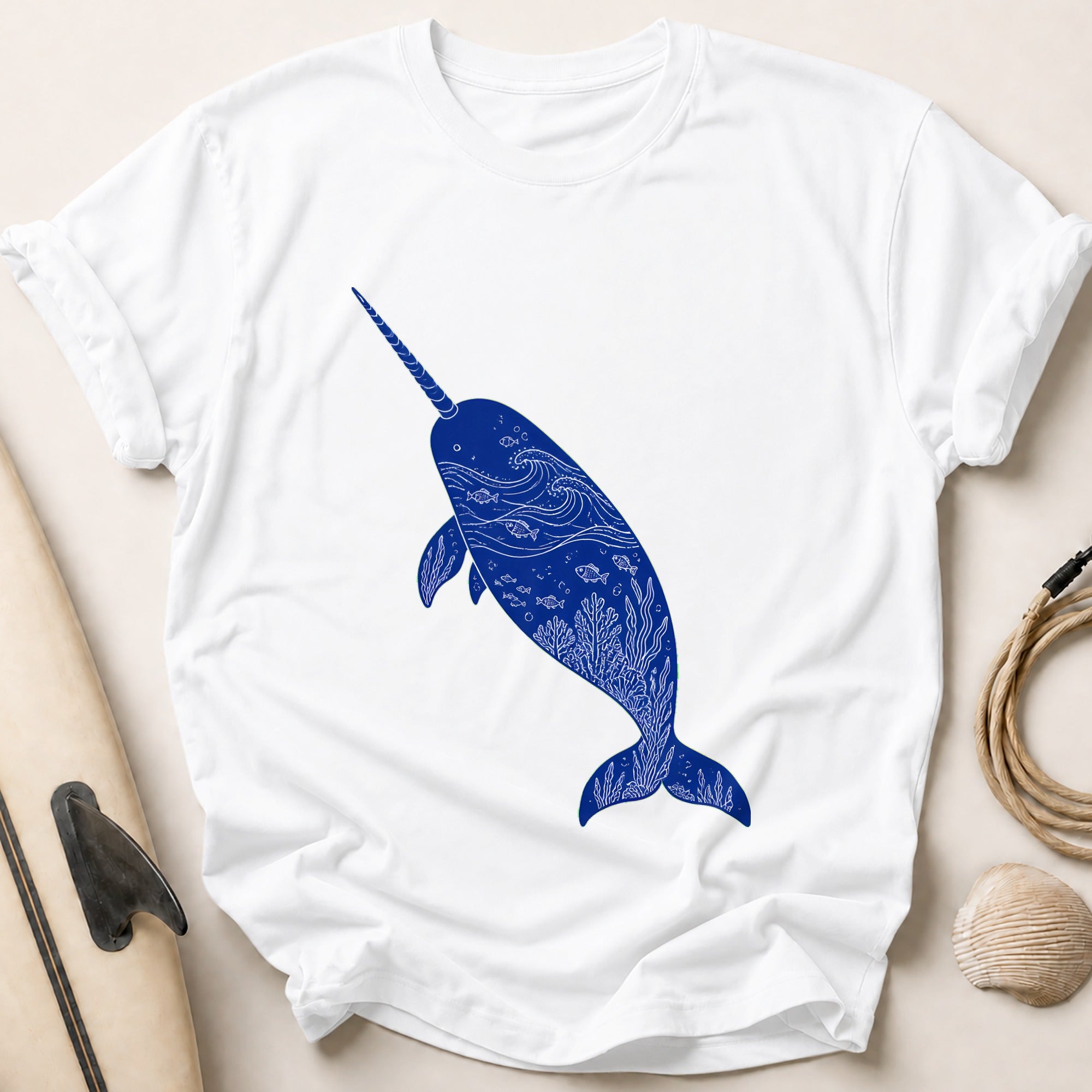 Narwhal Ocean Marine Wildlife Tee - White