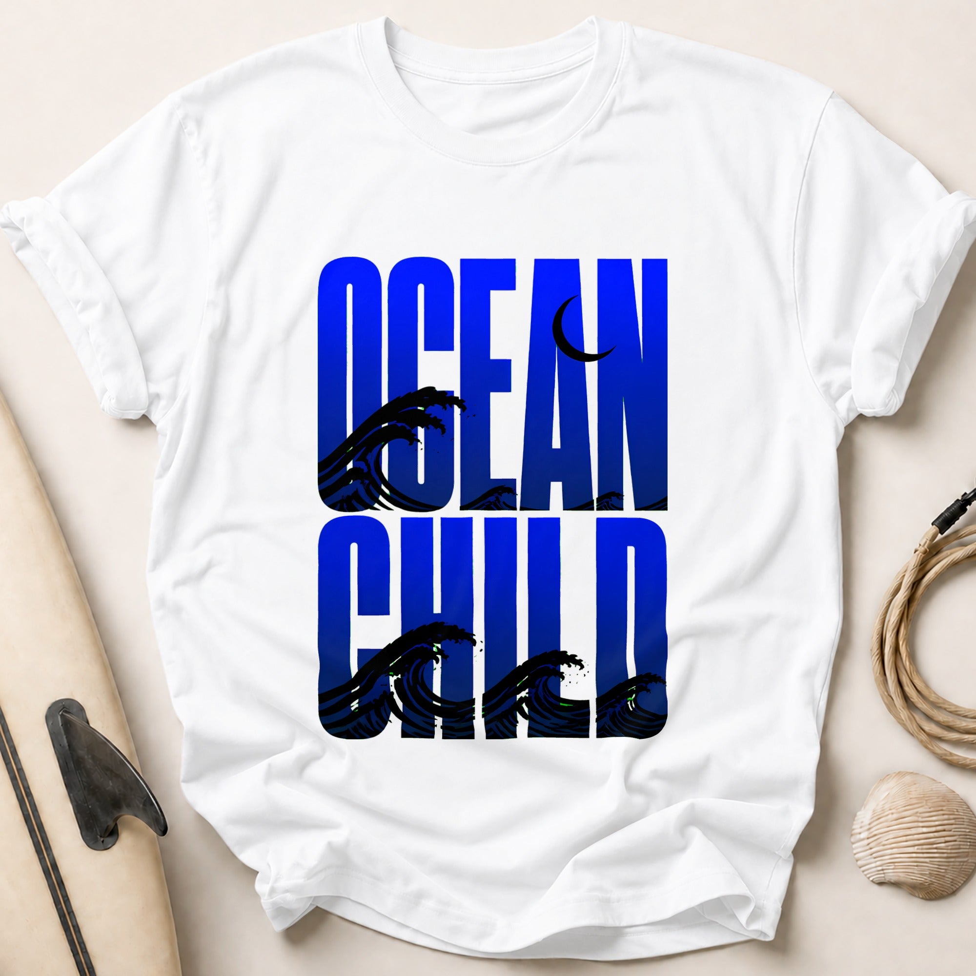 Ocean Child Waves Surfer Tee - White