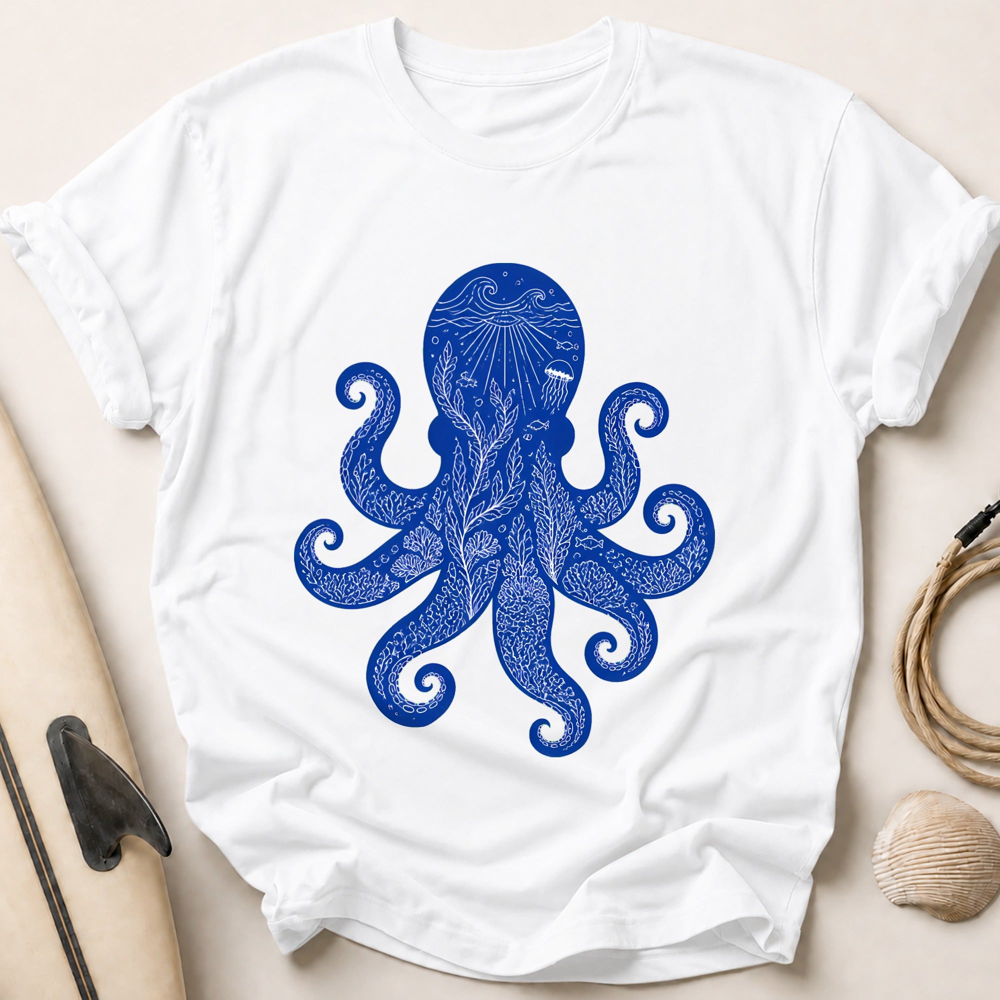 Octopus Sea Creature Marine Tee - White
