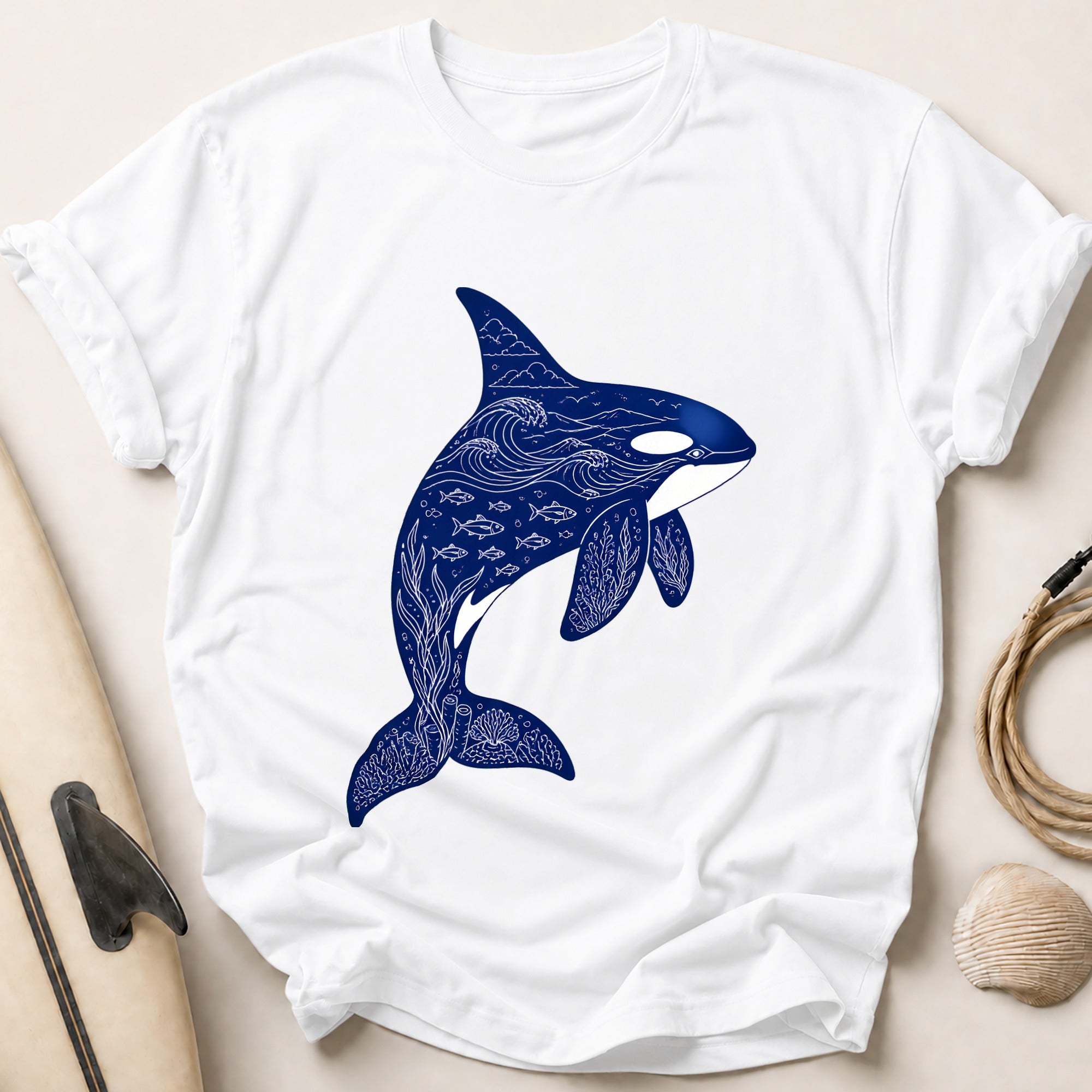 Orca Whale Ocean Marine Wildlife Tee - White
