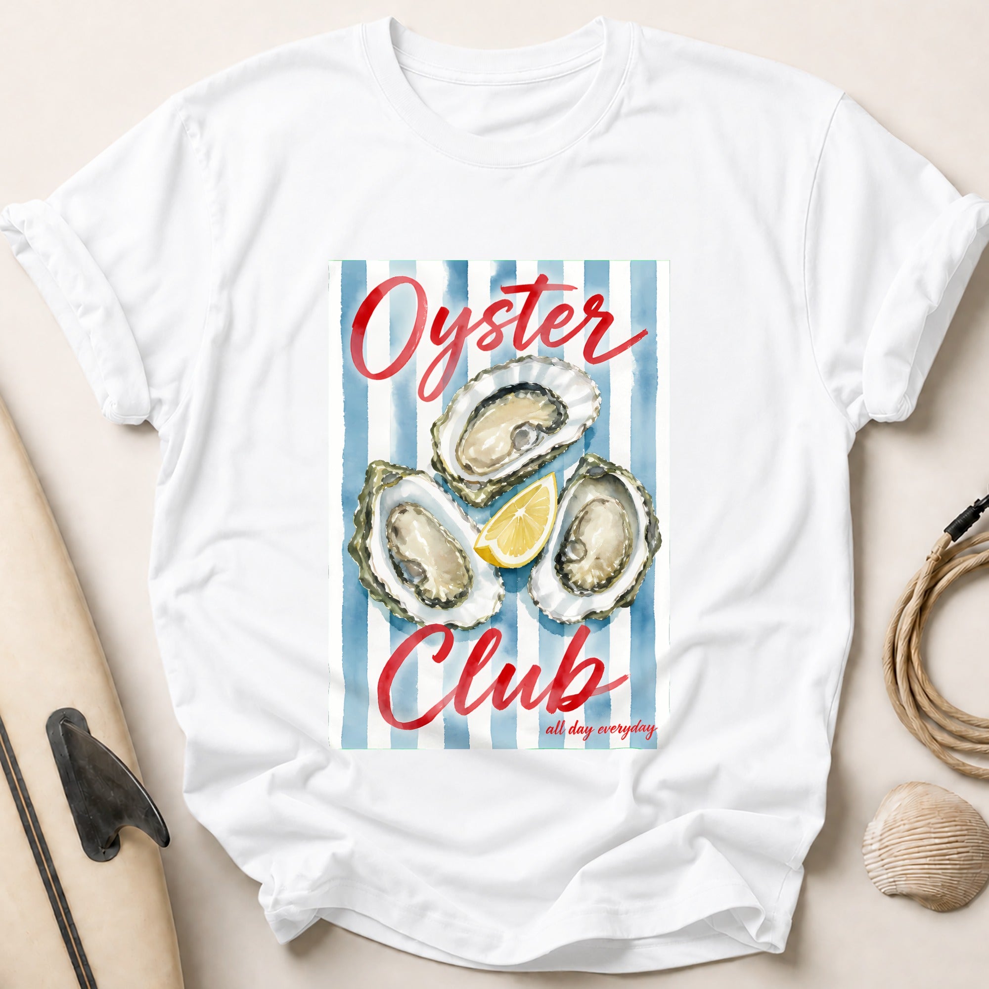 Oyster Club All Day Everyday Seafood Restaurant Tee - White