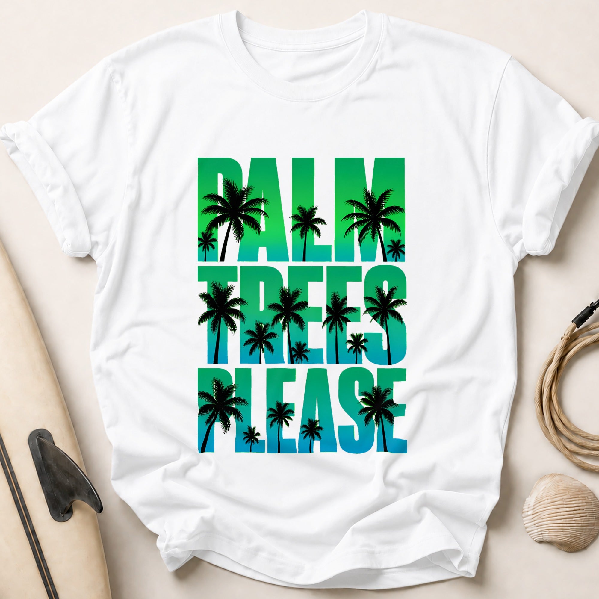 Palm Island Vibes Tropical Summer Funny Tee - White