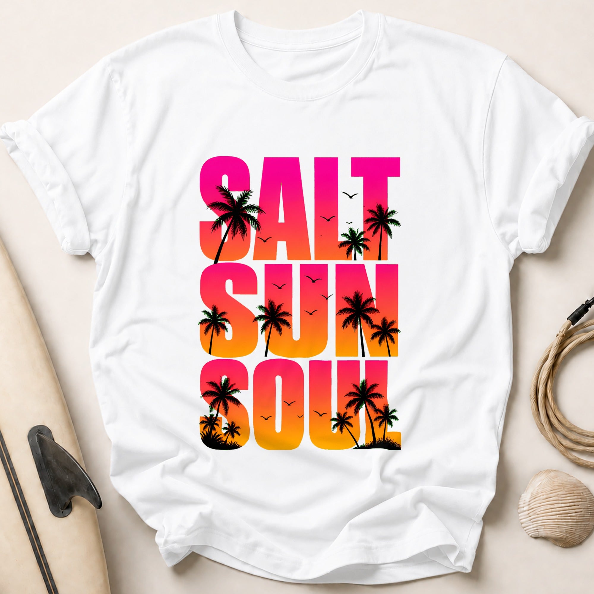 Salt Life Tropical Palm Beach Tee - White
