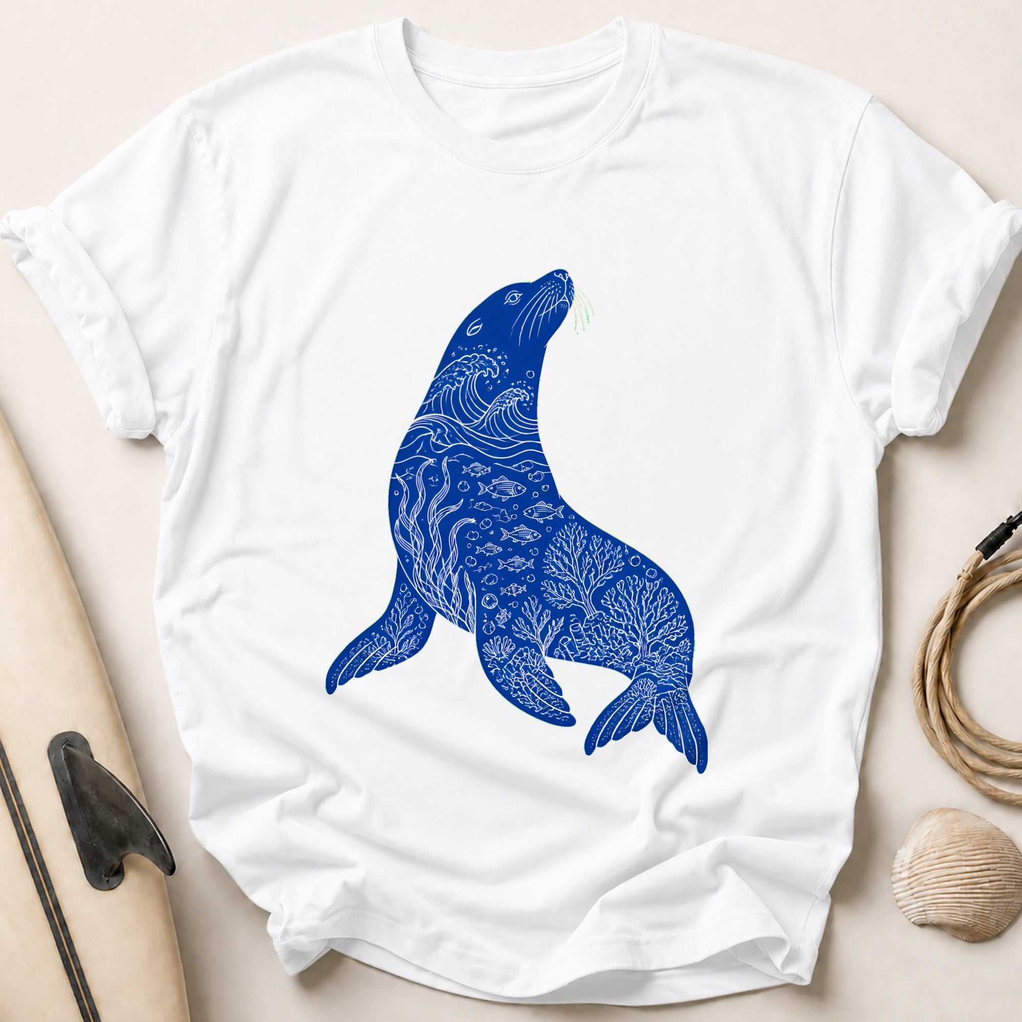 Seal Ocean Marine Wildlife Tee - White