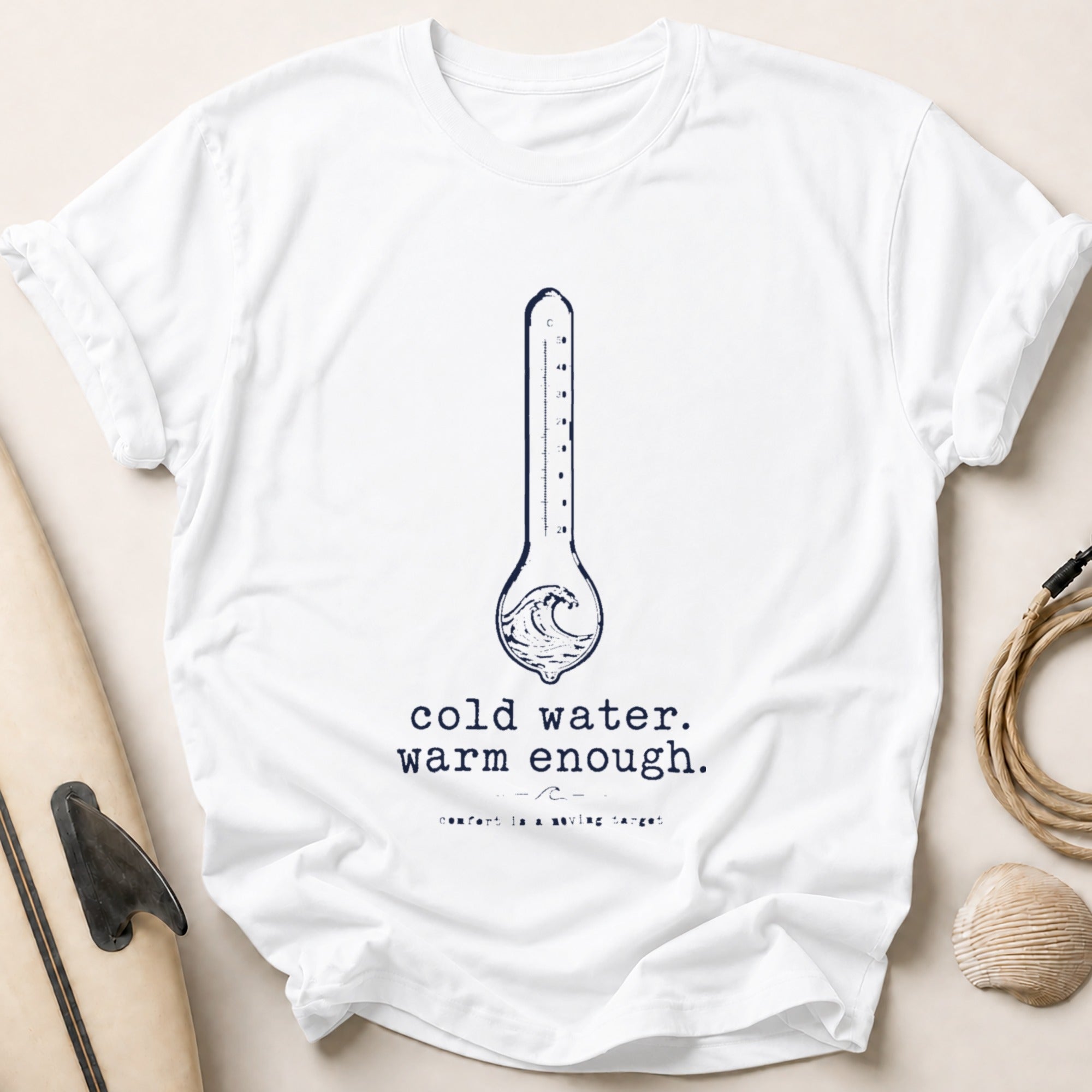 cold water. warm enough. Tee - White
