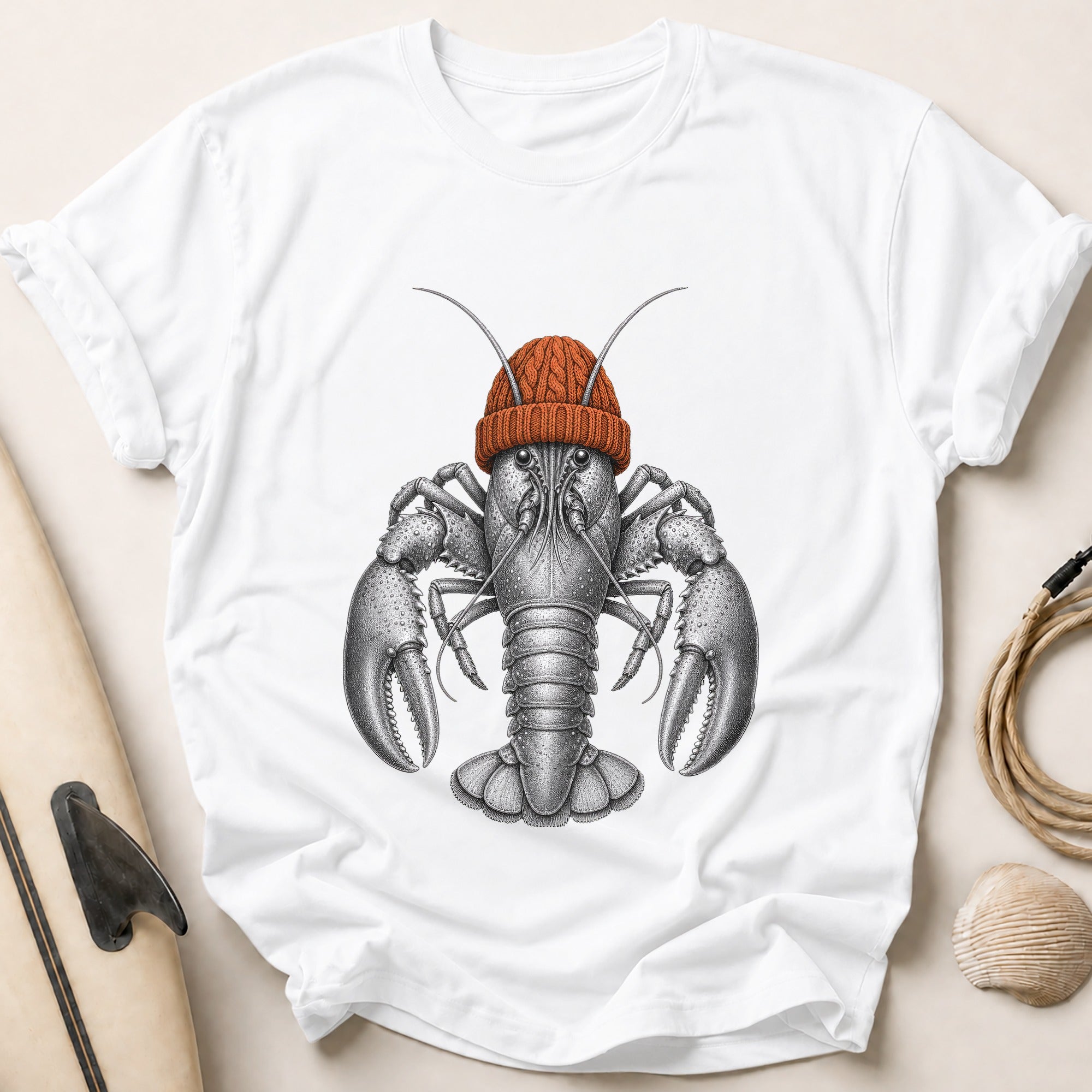 Bobble Hat Lobster Tee - White