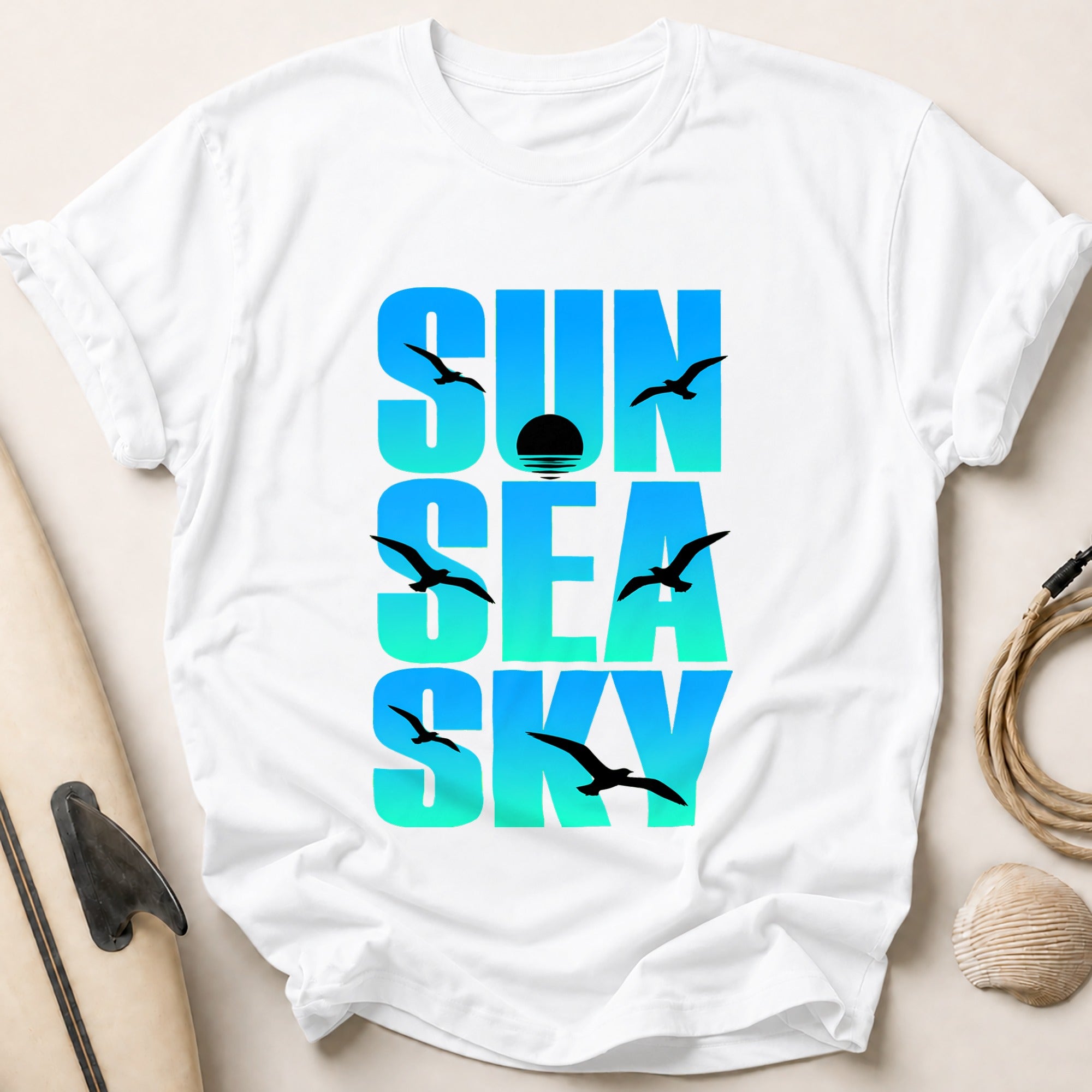 Sun Sea Sky Swimmers Funny Tee - White
