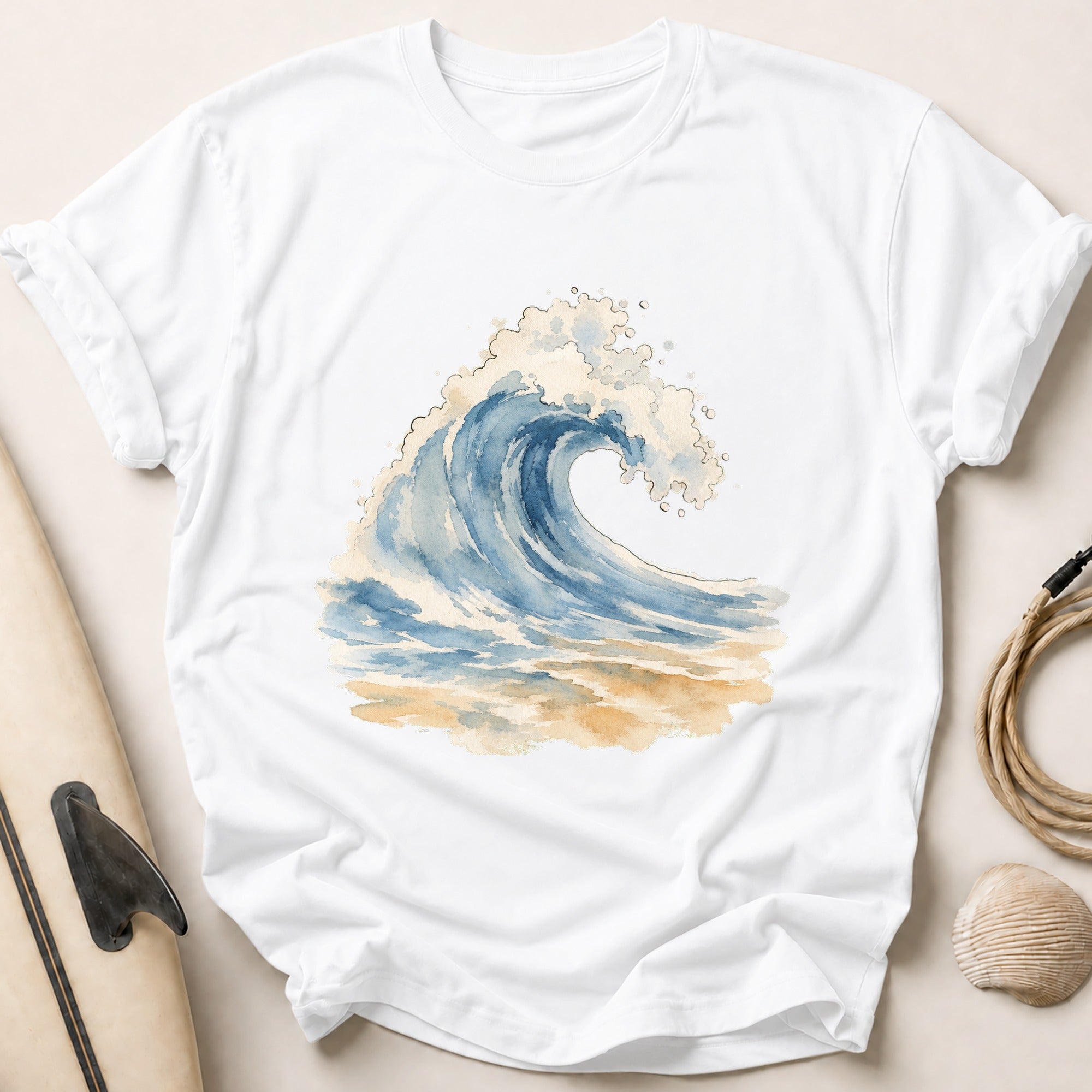 Watercolour Lone Wave Tee - White