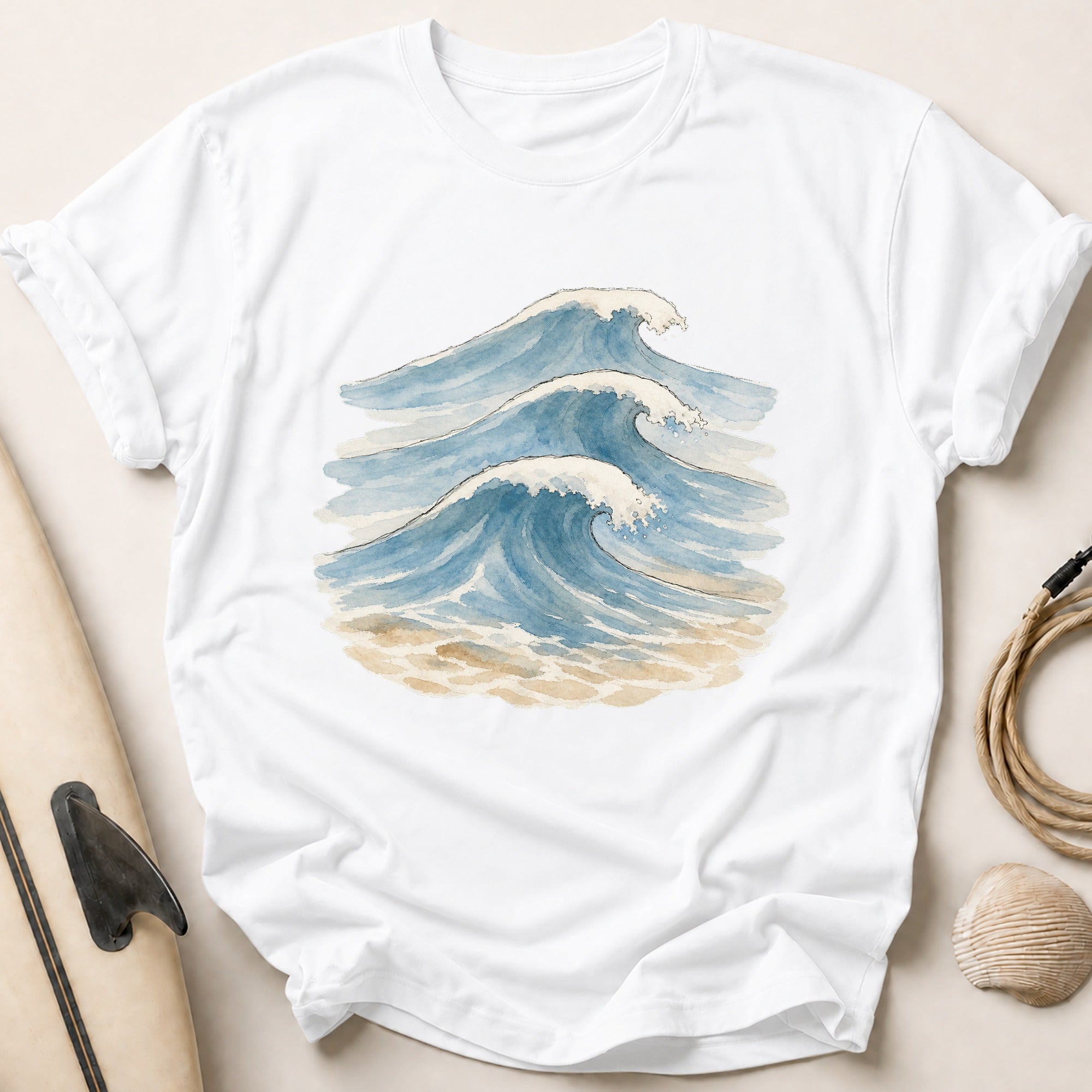Watercolour Rolling Swell Tee - White