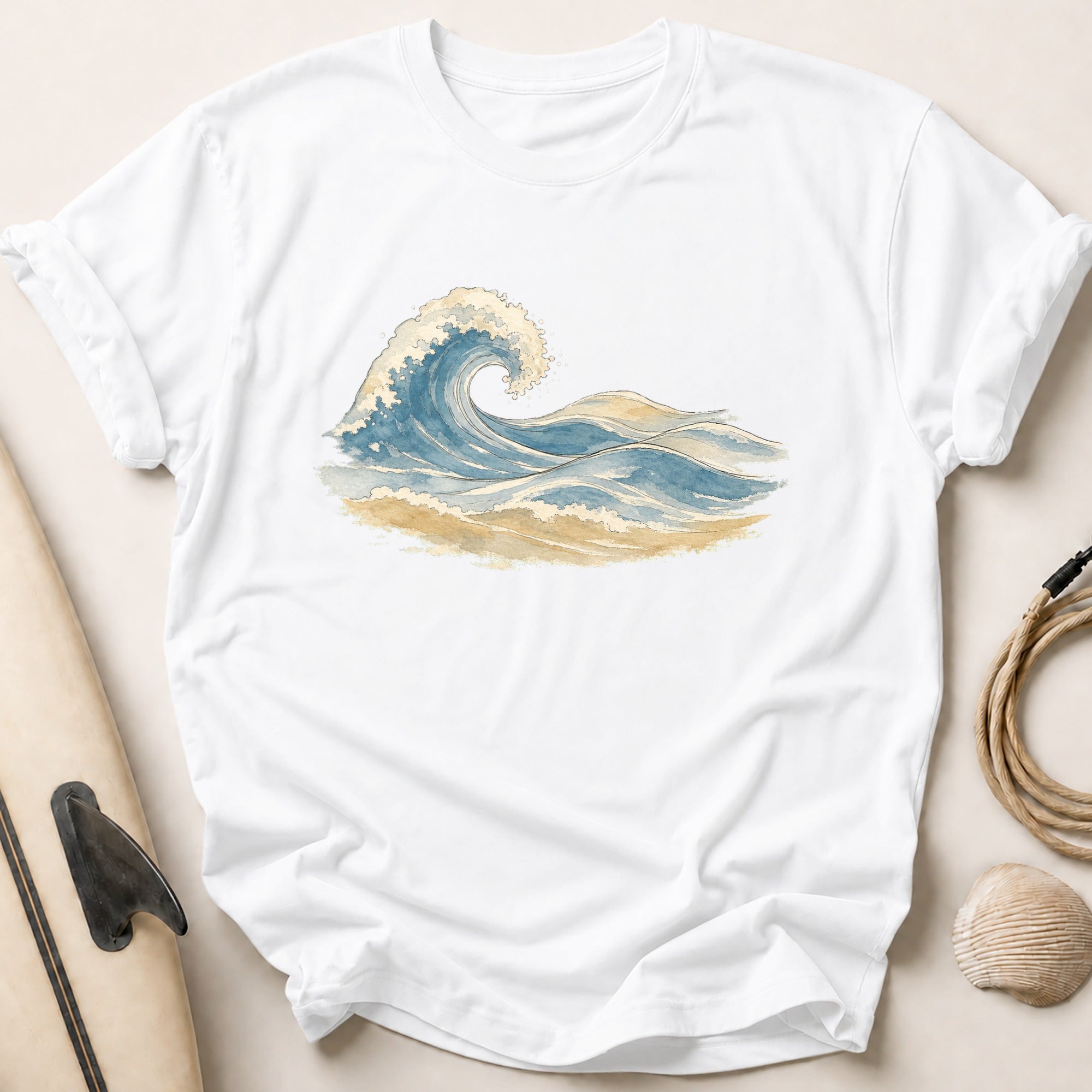 Watercolour Wave Pastel Tee - White