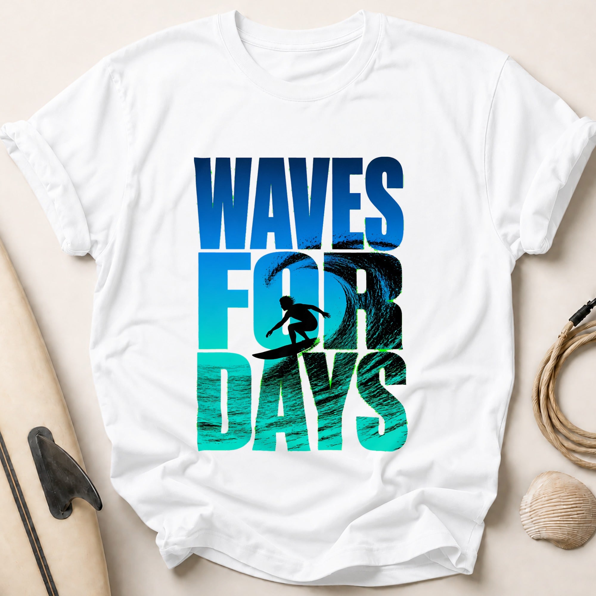 Waves for Days Surfer Tee - White