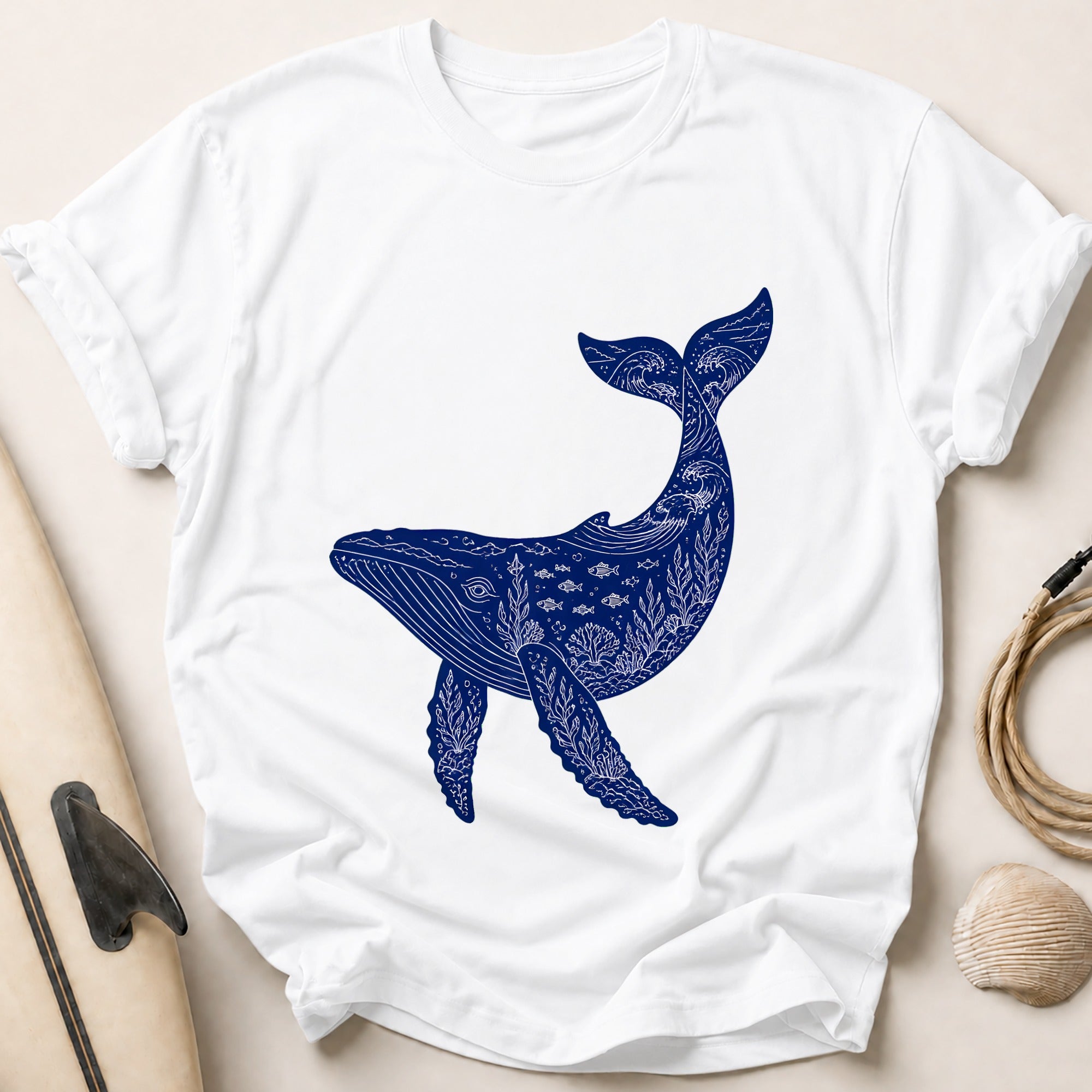 Whale Ocean Marine Animals Tee - White