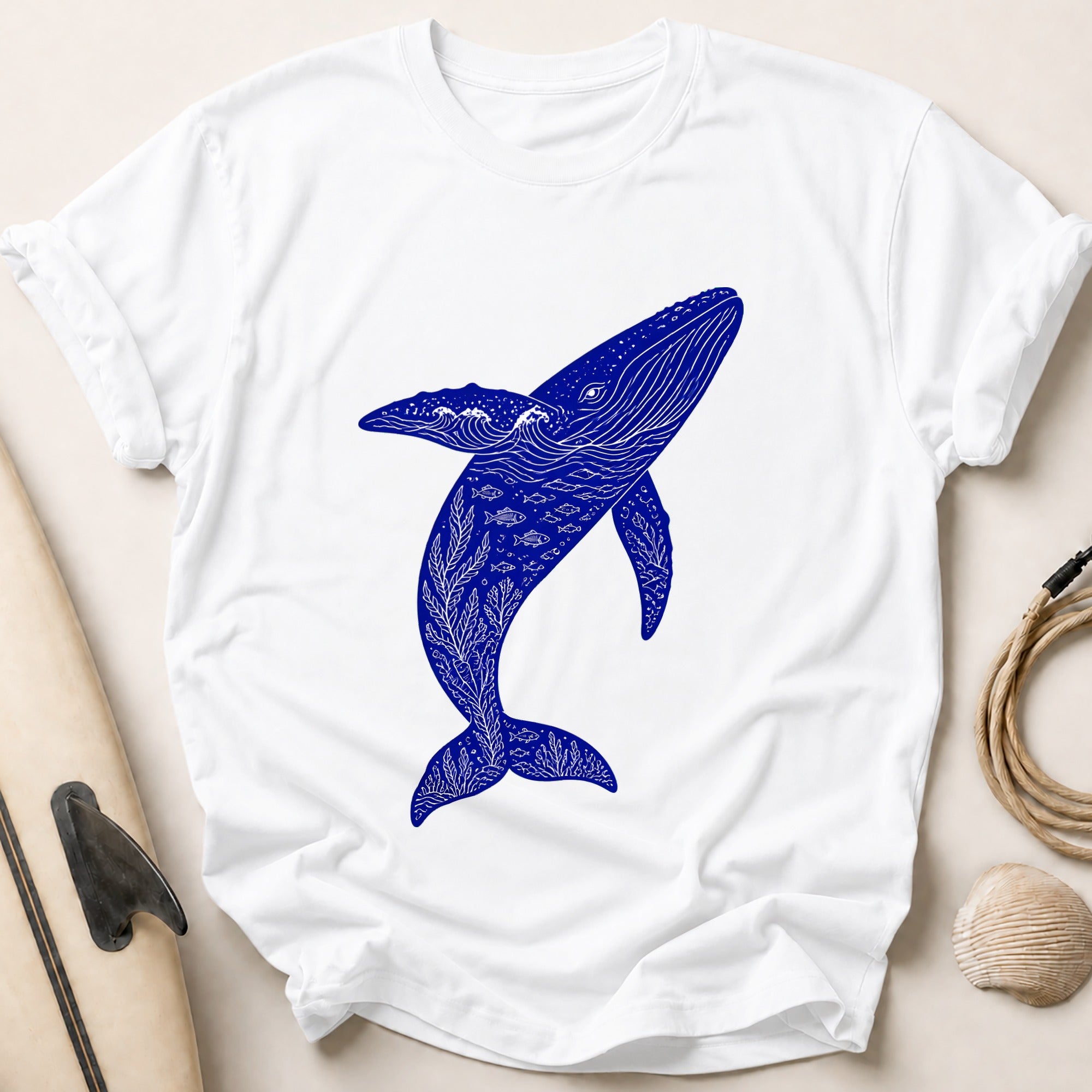 Whale Ocean Marine Art Tee - White